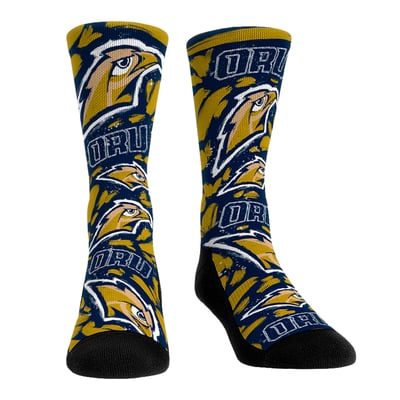  Oral Roberts Golden Eagles Rock Em Unisex Allover Logo & Paint Crew Socks - 