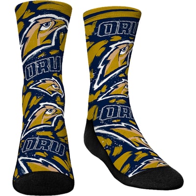  Oral Roberts Golden Eagles Rock Em Youth Allover Logo & Paint Crew Socks - 