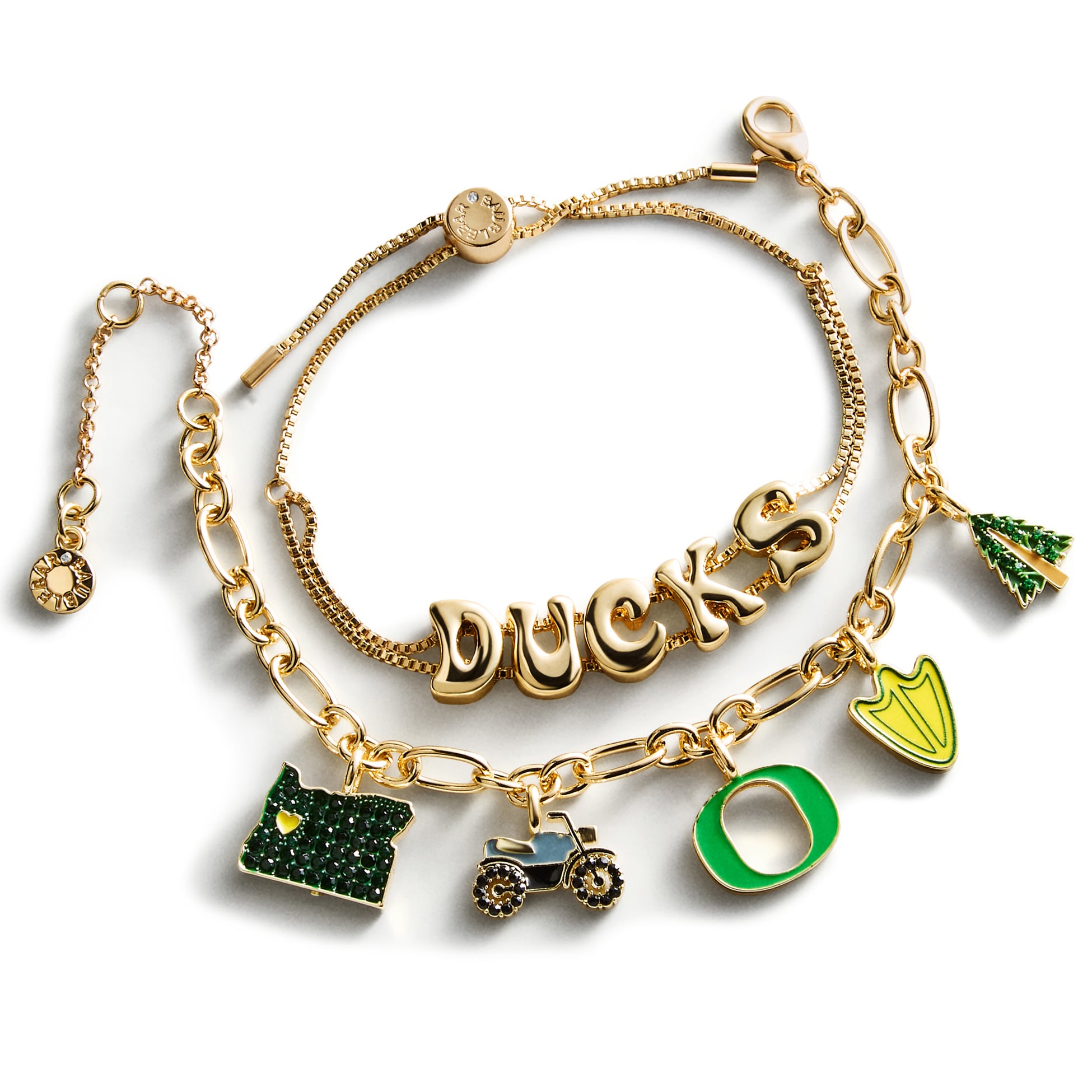 Ensemble de deux bracelets délicats BaubleBar Oregon Ducks avec breloque et slogan