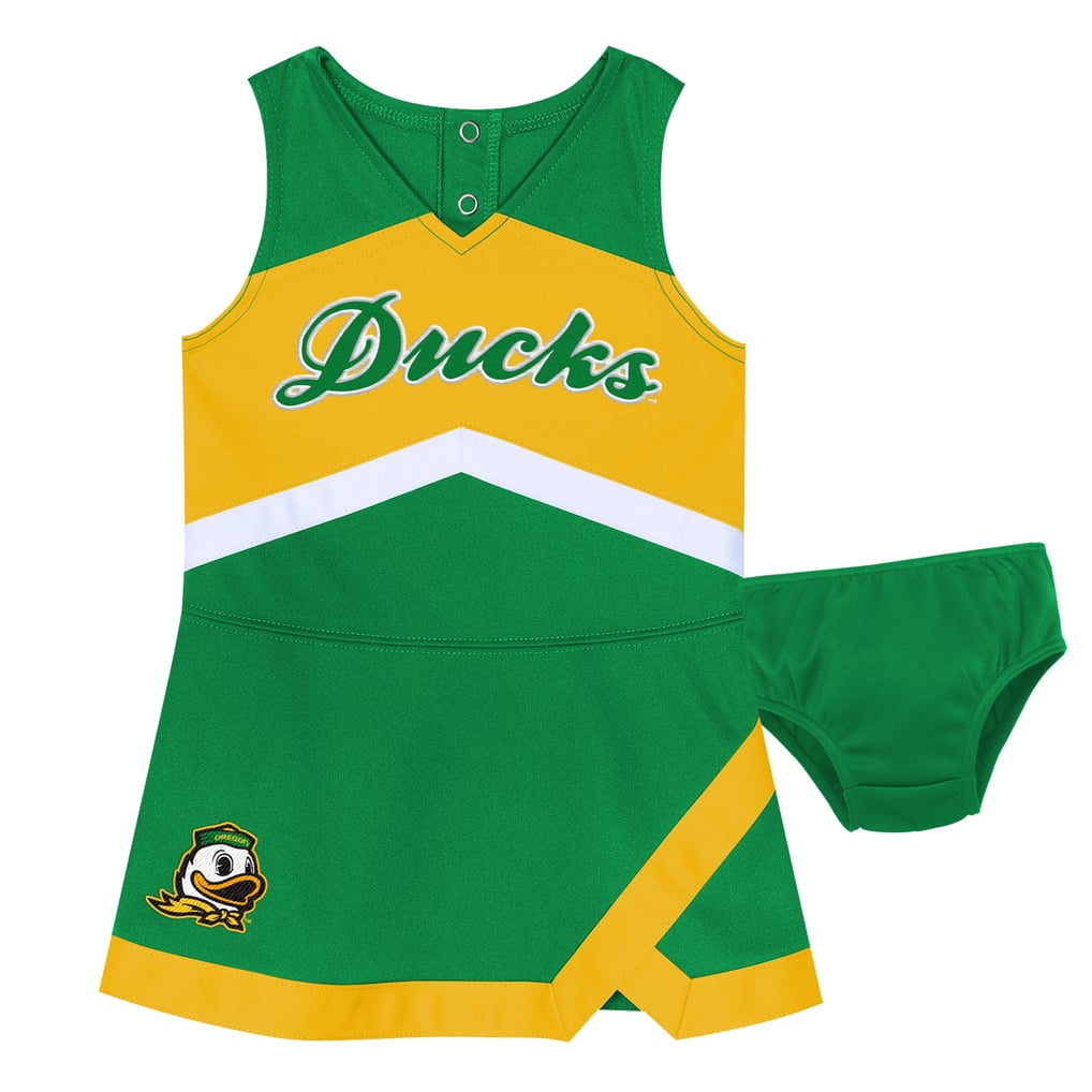 green cheerleader dress Girls Toddler Oregon Ducks Cheer Captain with Bloomers long-formal-gowns