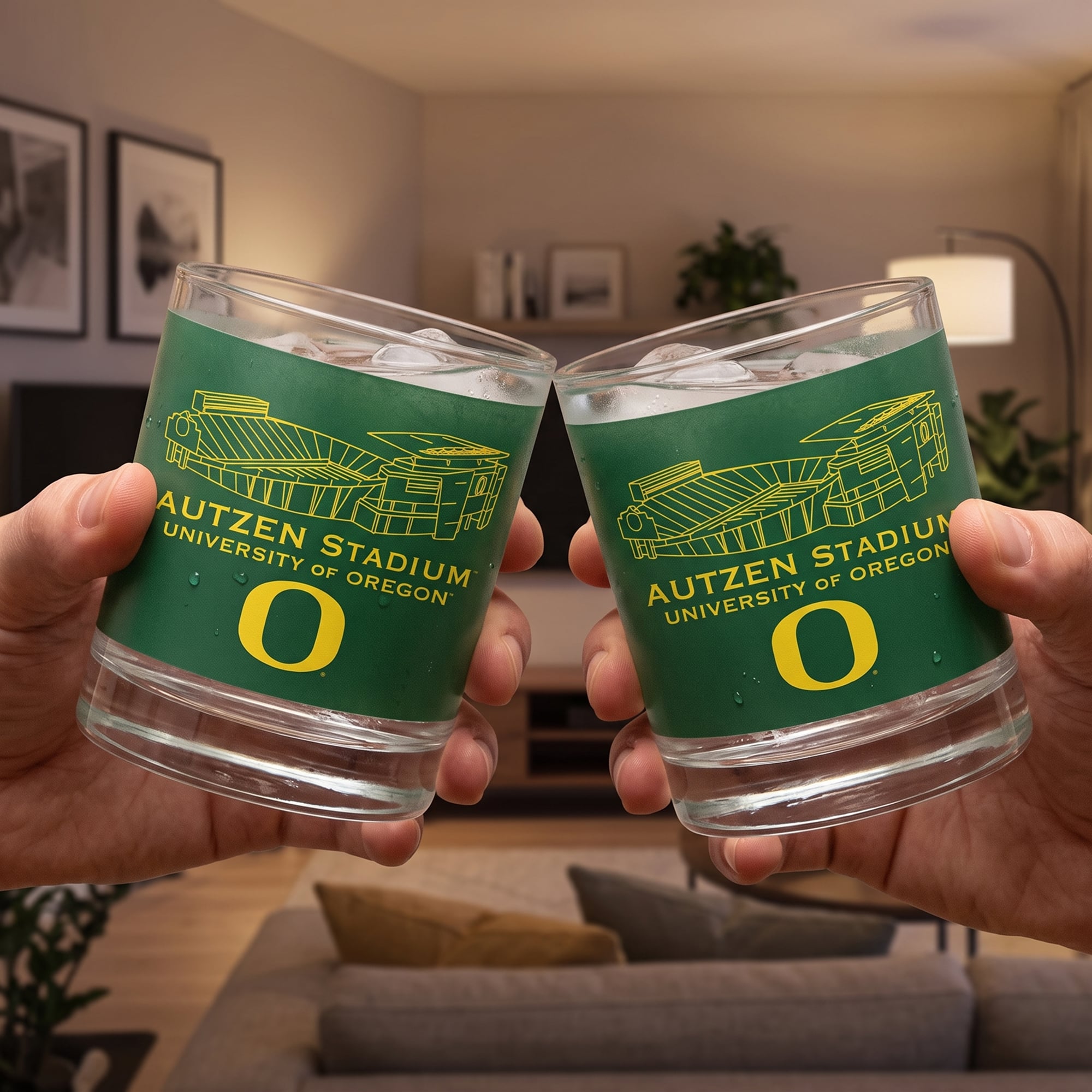 Indigo Falls  Oregon Ducks Core Stadium Rocks Glass 2-Pack