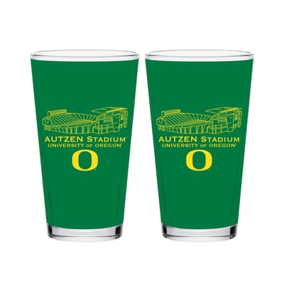 Oregon Ducks Indigo Falls Core Stadium Two-Piece 16oz. Pint Glass Set