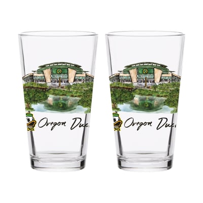 Oregon Ducks Indigo Falls Laura Wilcox Mascot Two-Piece 16oz. Pint Glass Set