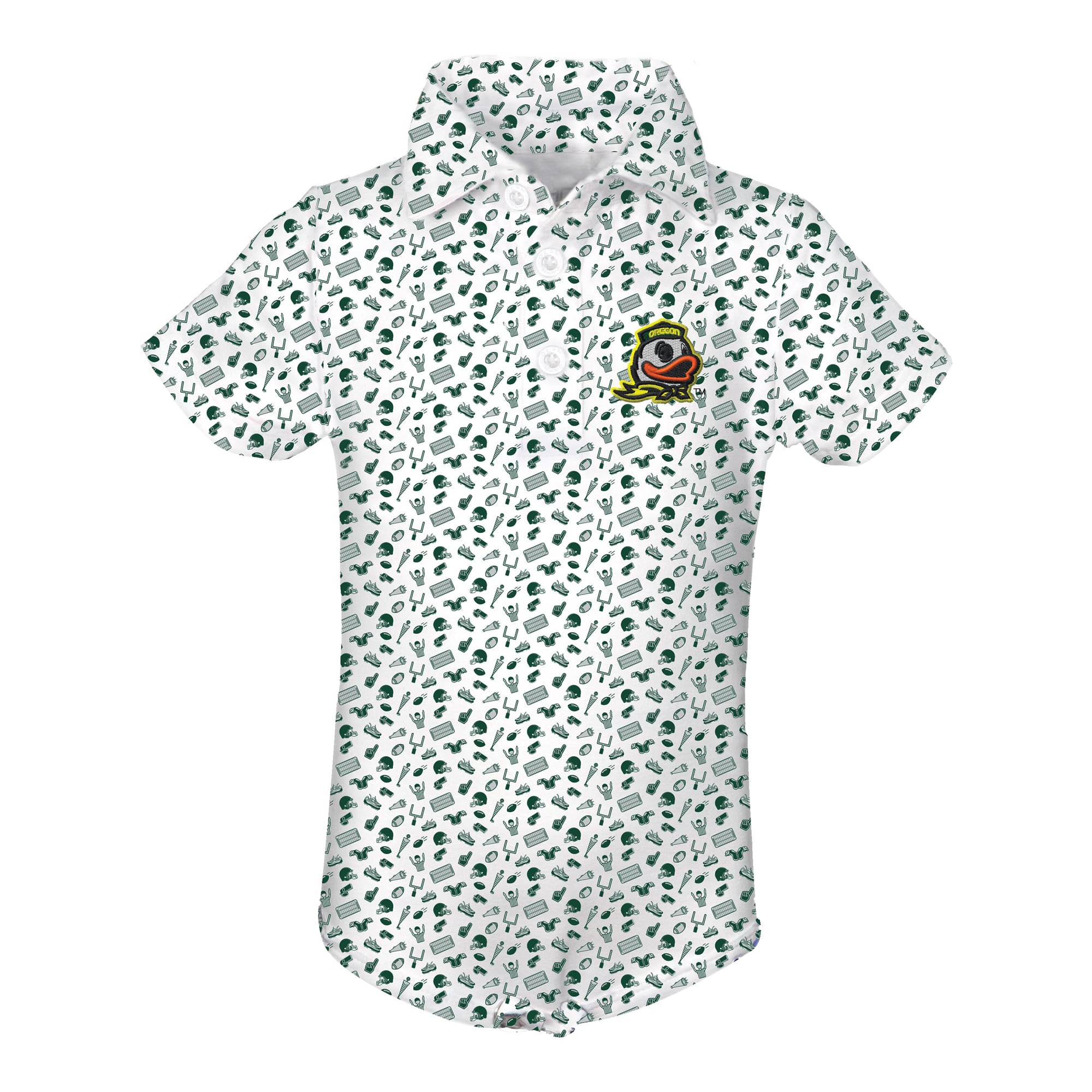 Combinaison polo de performance imprimée intégrale Tom des Oregon Ducks blancs pour bébé