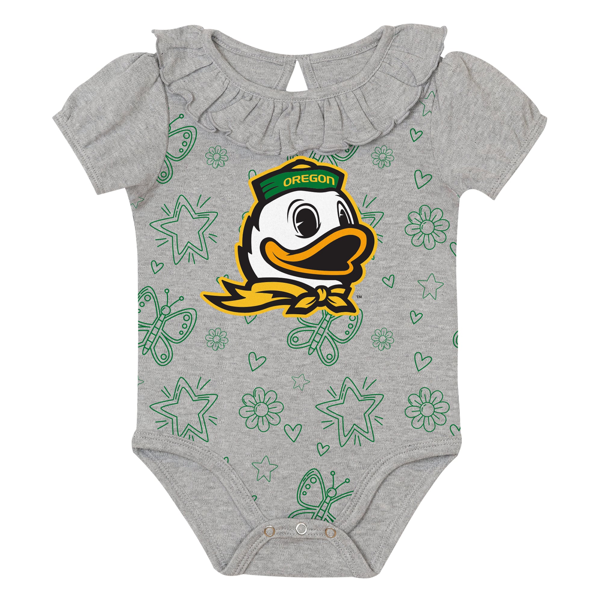 Ensemble de deux bodies à volants pour bébé Outerstuff vert/gris canards l'Oregon