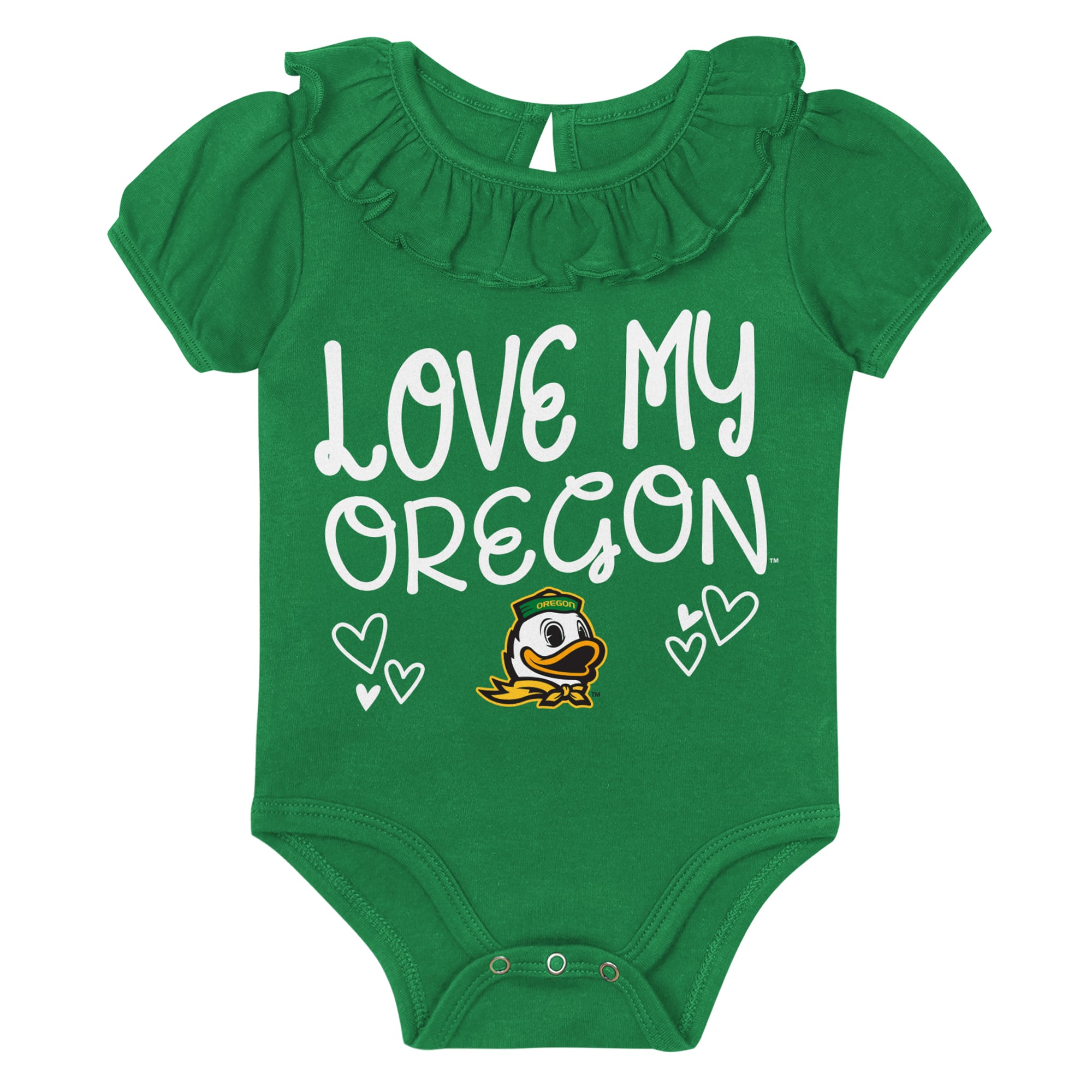 Ensemble de deux bodies à volants pour bébé Outerstuff vert/gris canards l'Oregon