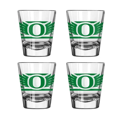 Oregon Ducks Logo Brands Four-Piece Stripe Shot Glass Set