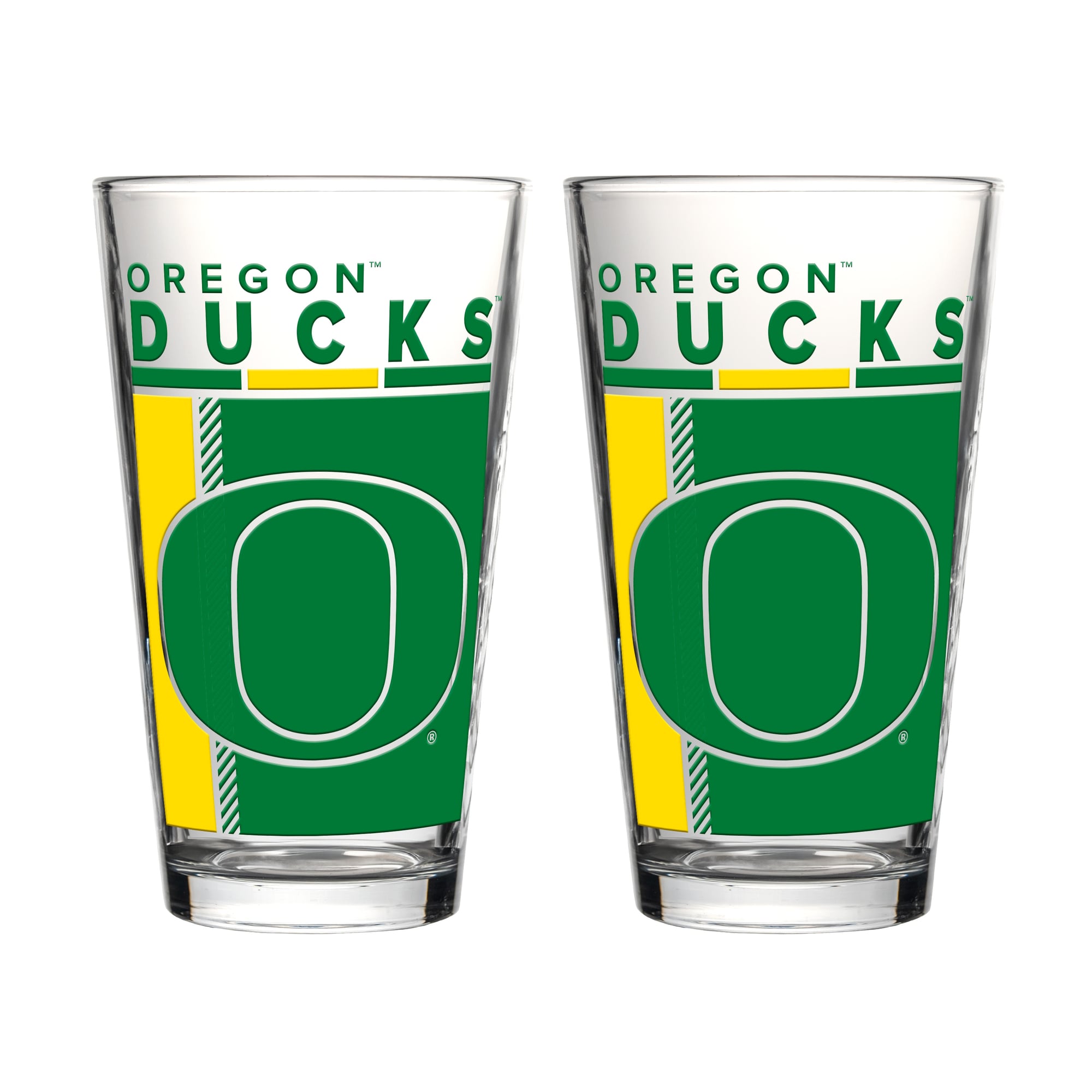 Ensemble de deux verres à bière Logo Brands Oregon Ducks de 473 ml (16 oz).