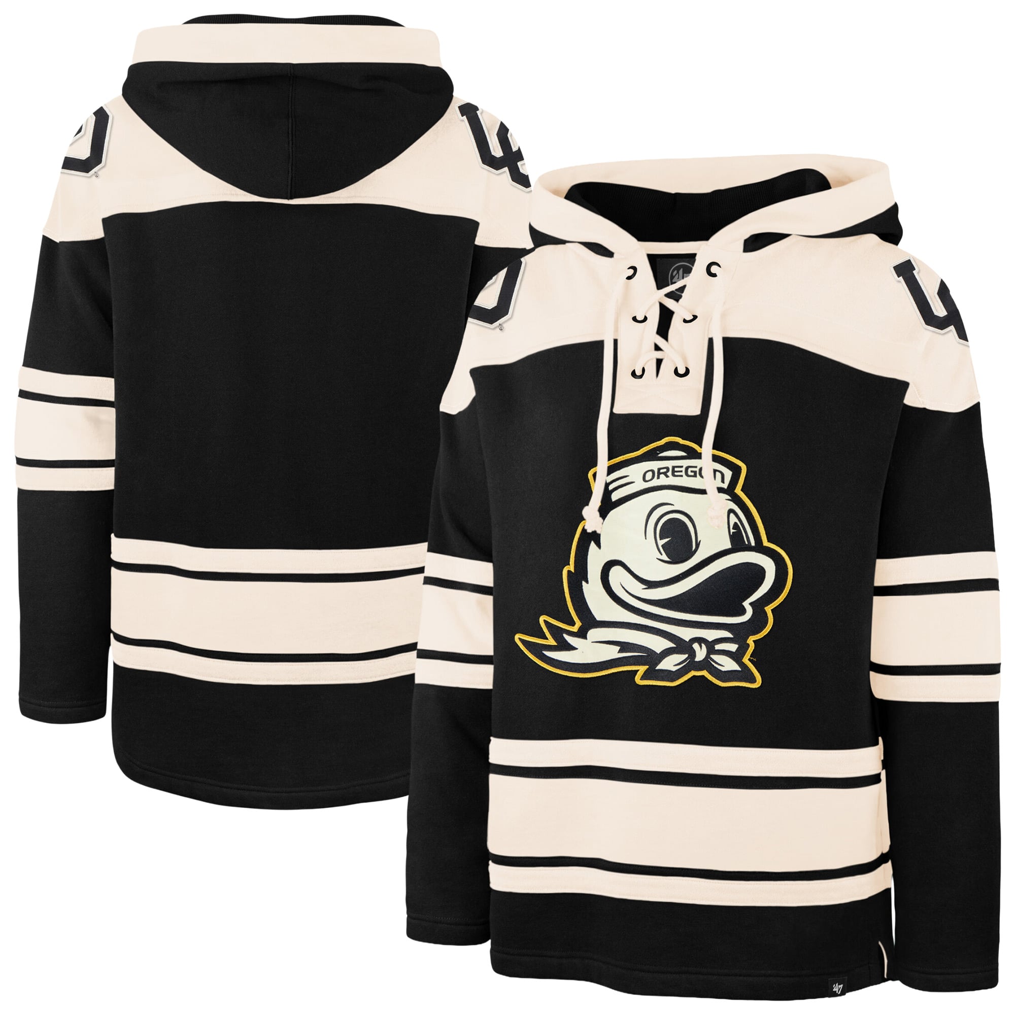 Men's '47 Black Oregon Ducks Superior Lacer Hoodie