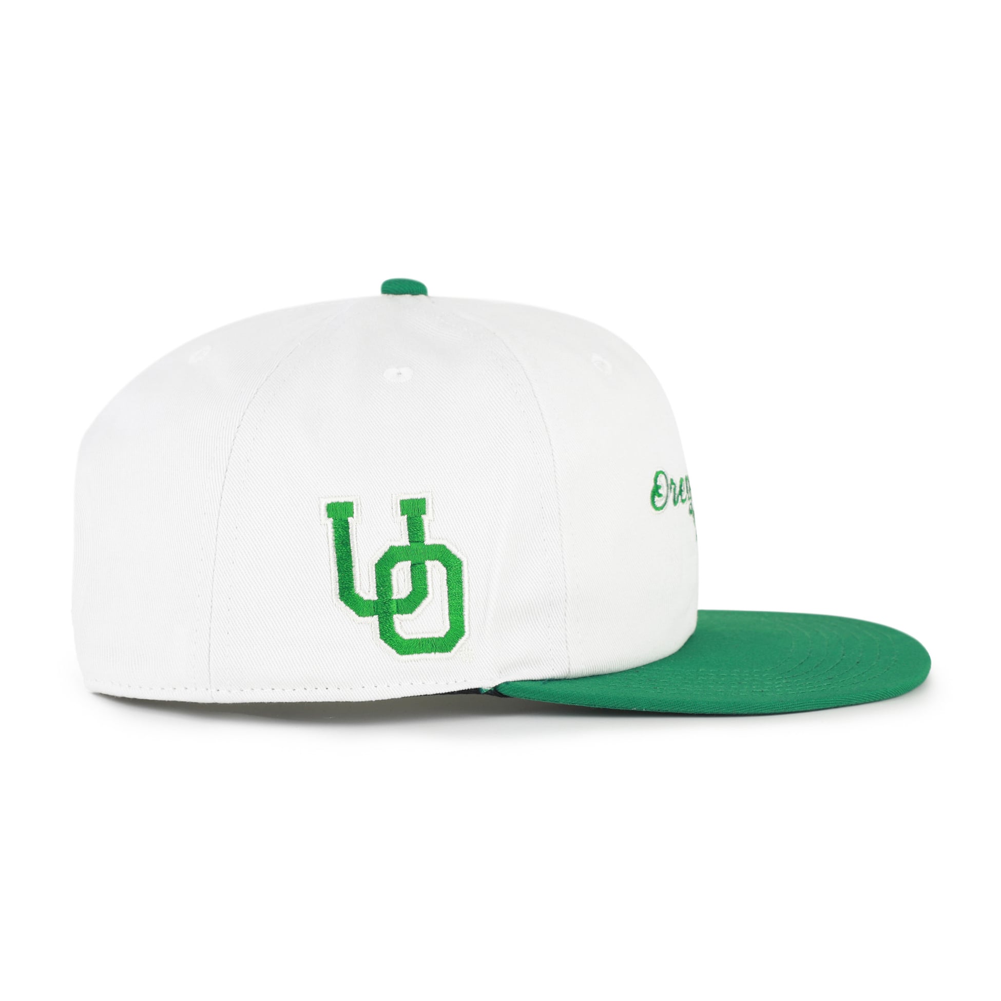 Men's '47 White/Green Oregon Ducks Script Stack Relaxed Captain Adjustable Hat