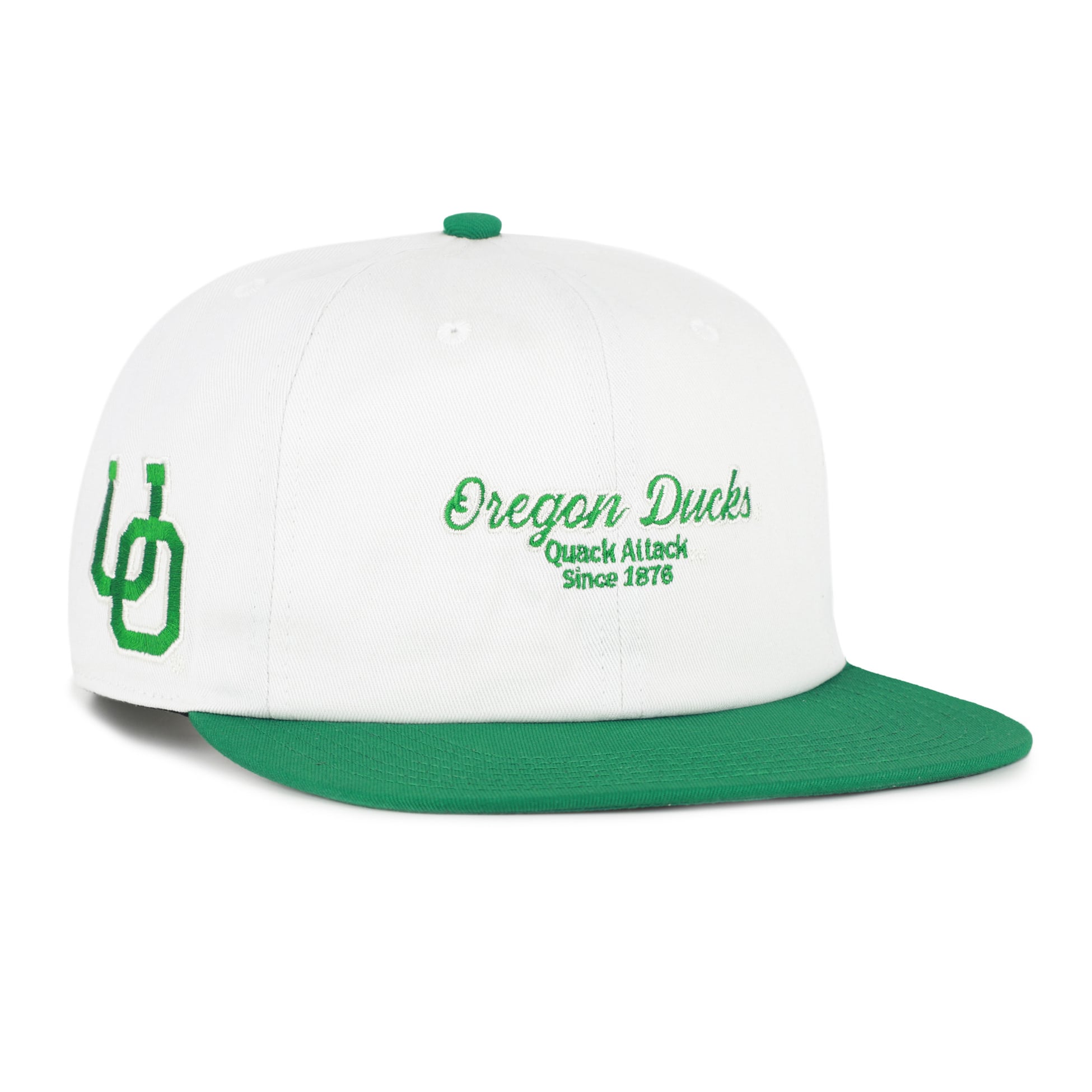 Men's '47 White/Green Oregon Ducks Script Stack Relaxed Captain Adjustable Hat