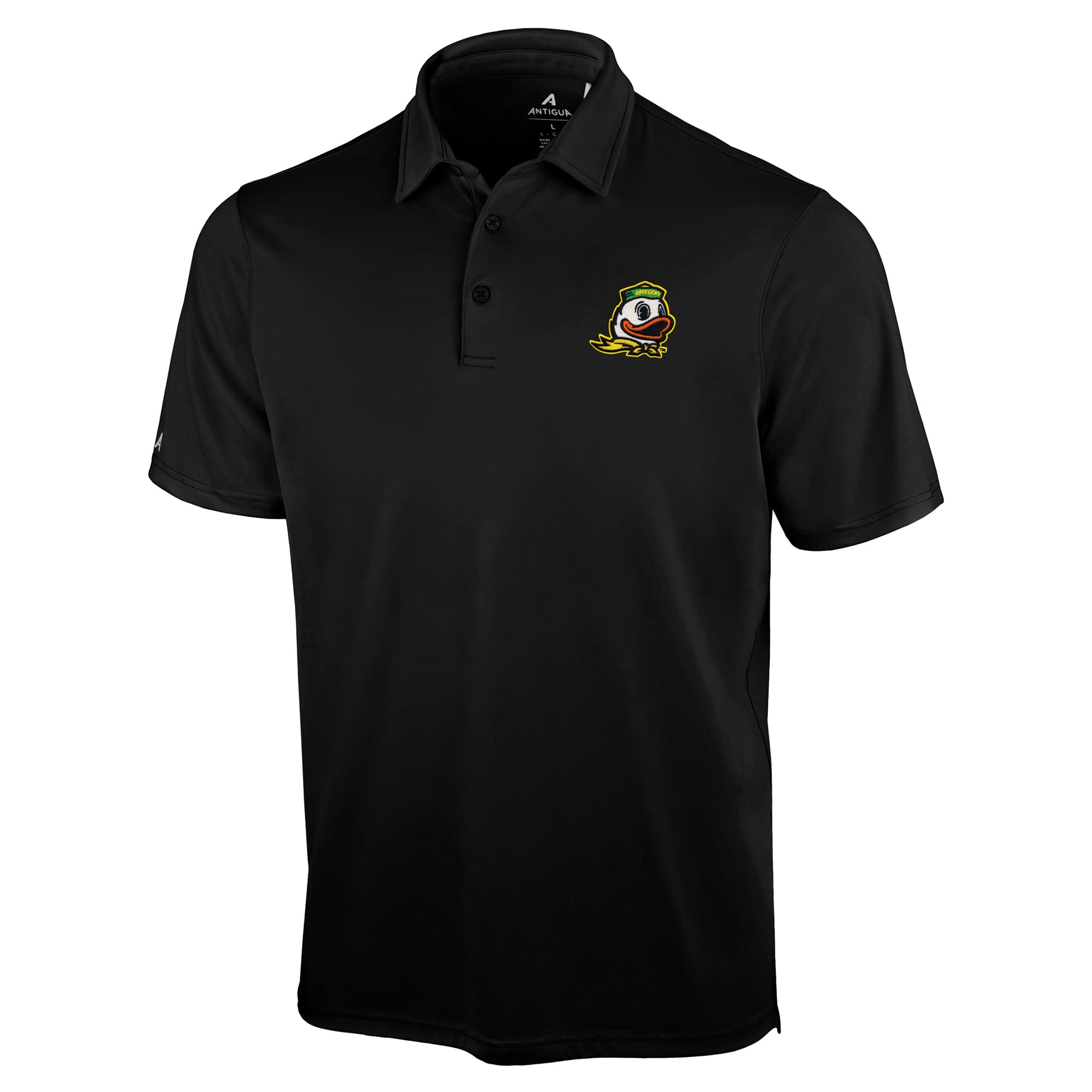 Men's Antigua Black Oregon Ducks Unshakeable Solid Polo