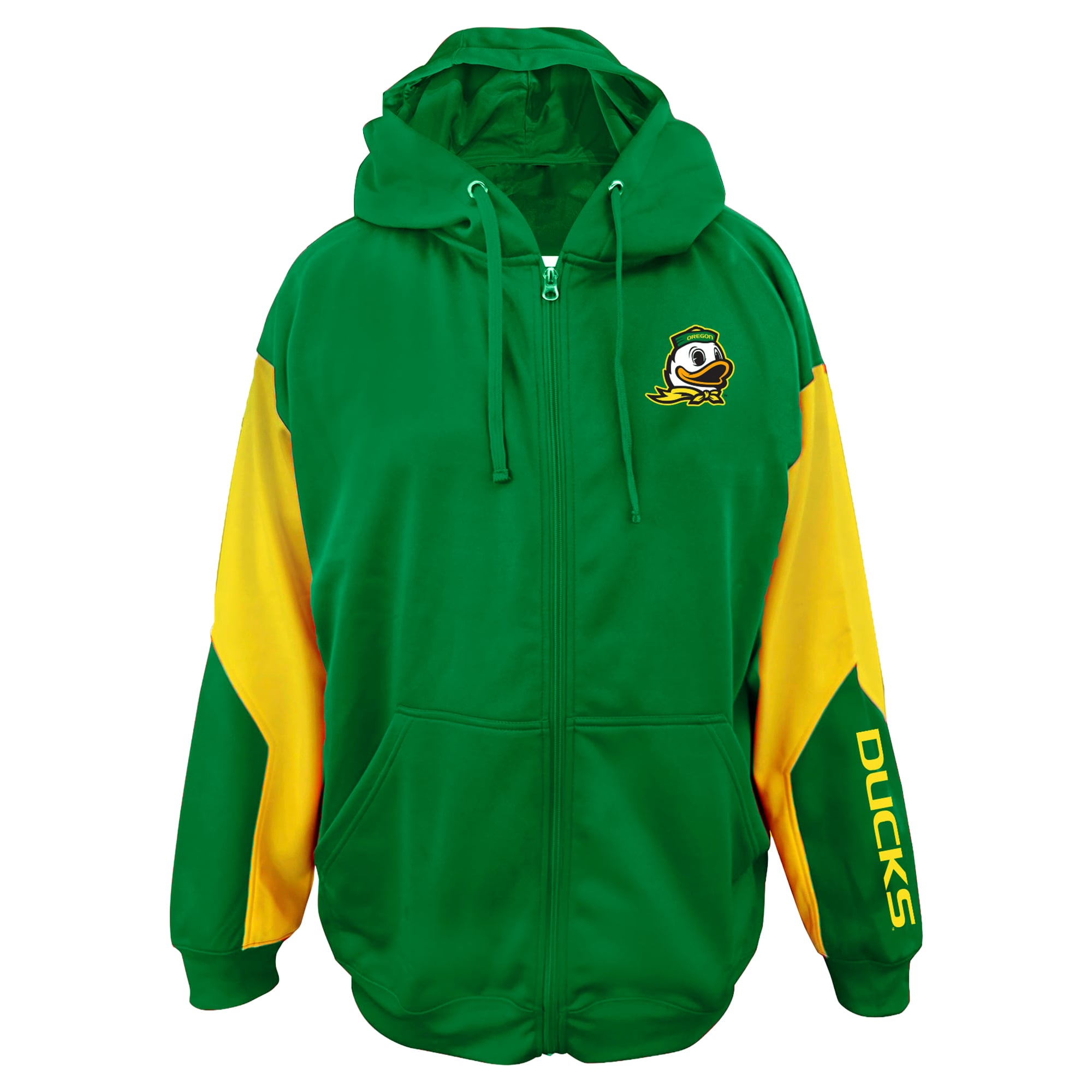 Men's Big & Tall Profile Green Oregon Ducks Sleeve Block Full-Zip Hoodie