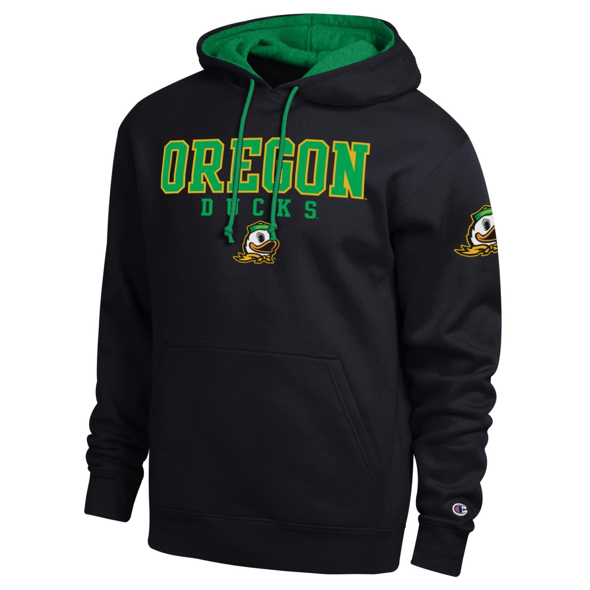 Men's Champion Black Oregon Ducks Contrast Hoodie