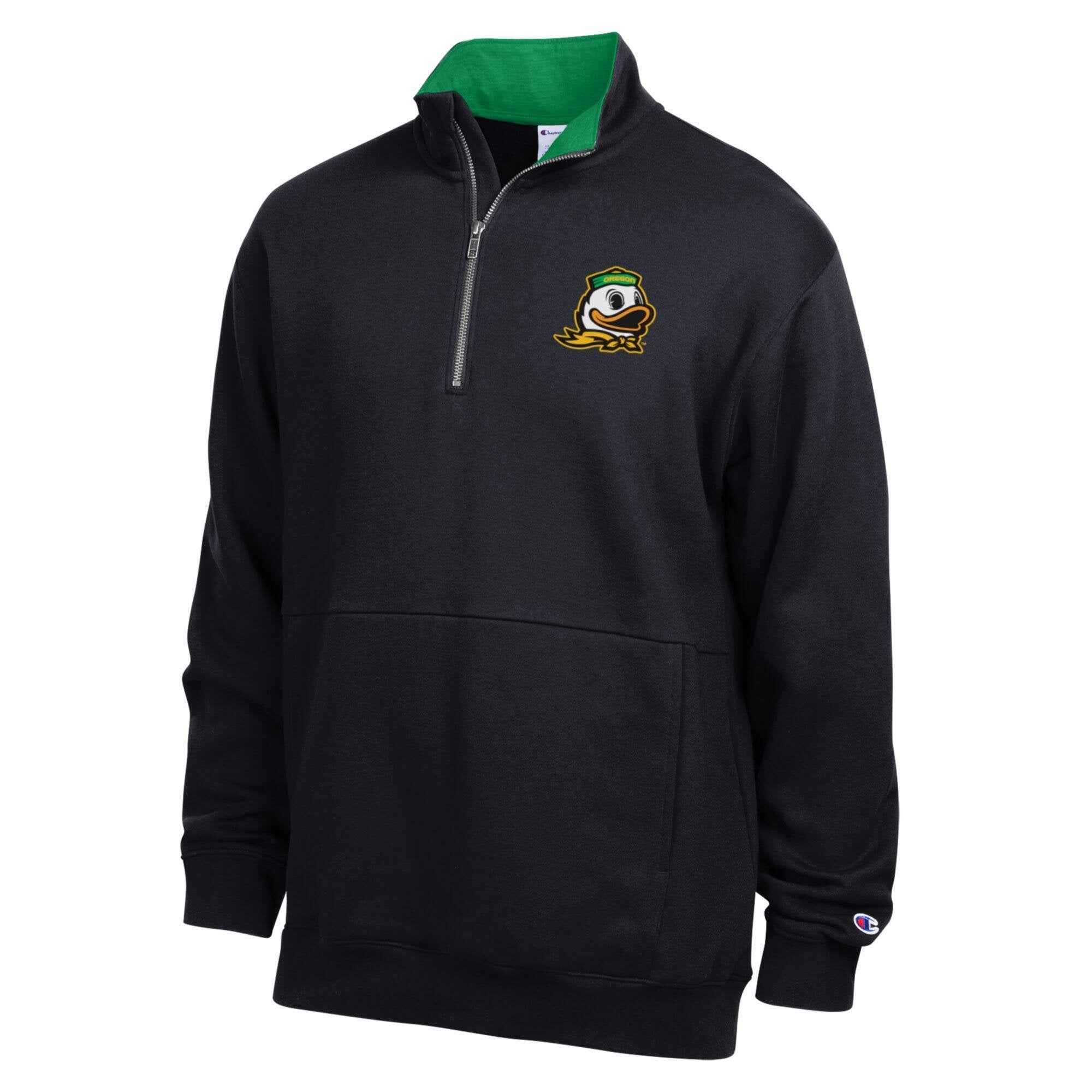 Men's Champion  Black Oregon Ducks Fleece Quarter-Zip Pullover