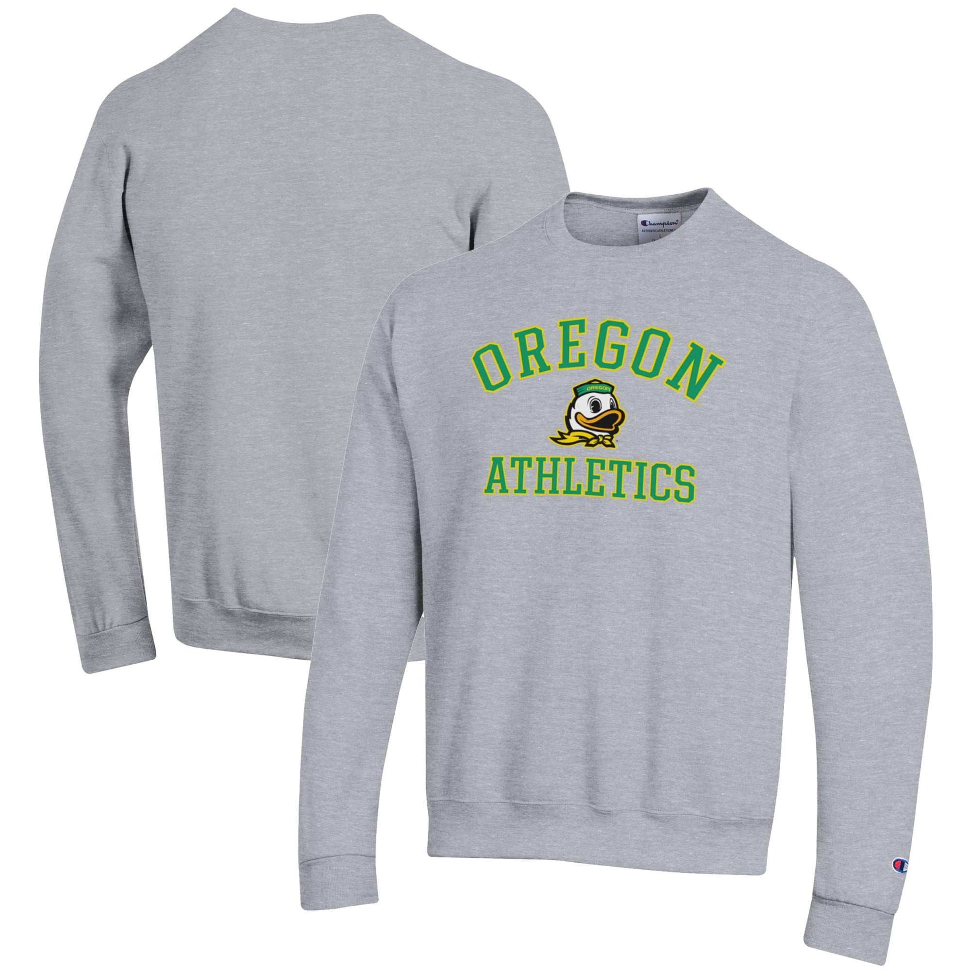 Men's Champion  Gray Oregon Ducks Athletics Logo Pullover Sweatshirt