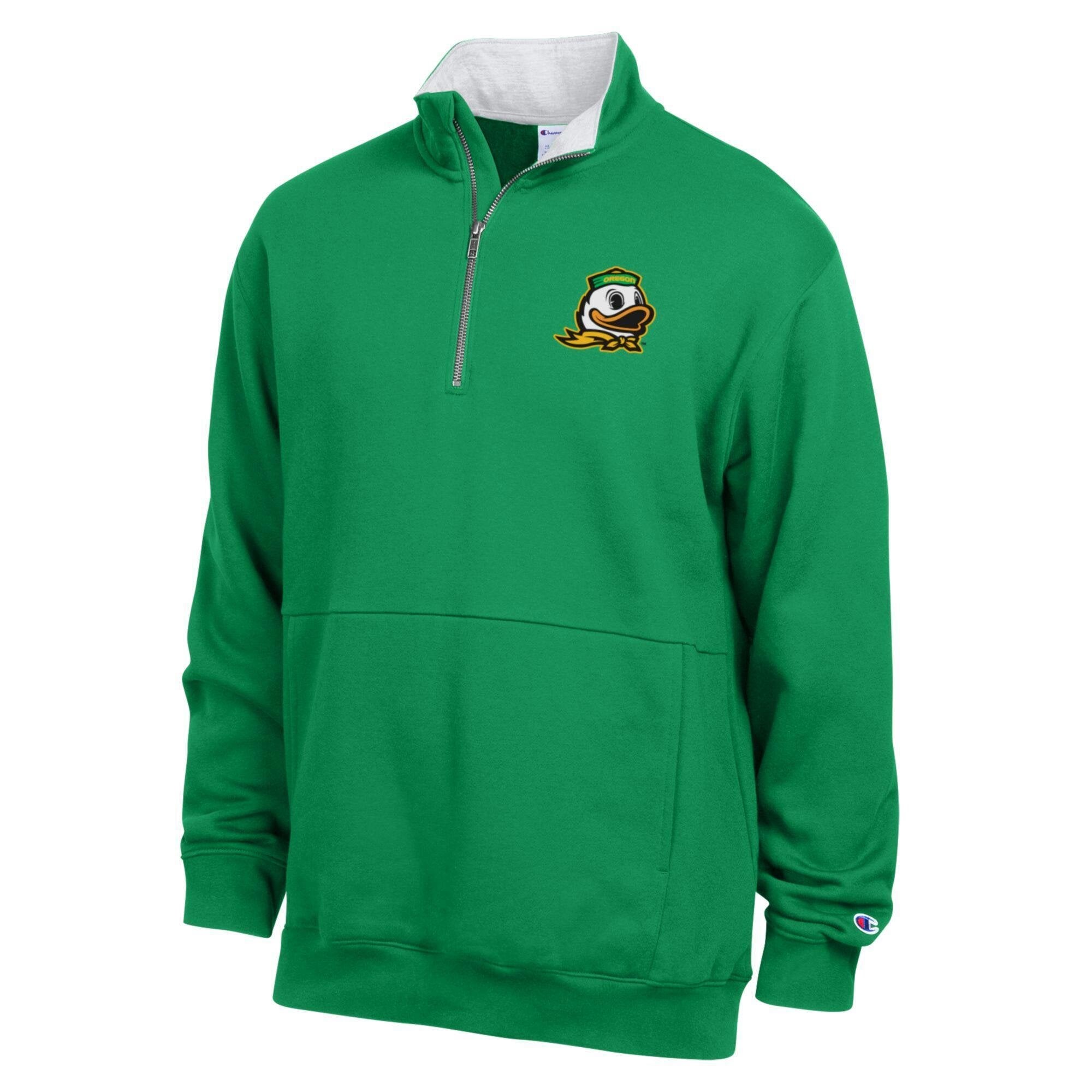 Men's Champion Heather Gray Oregon Ducks Fleece Quarter-Zip Pullover