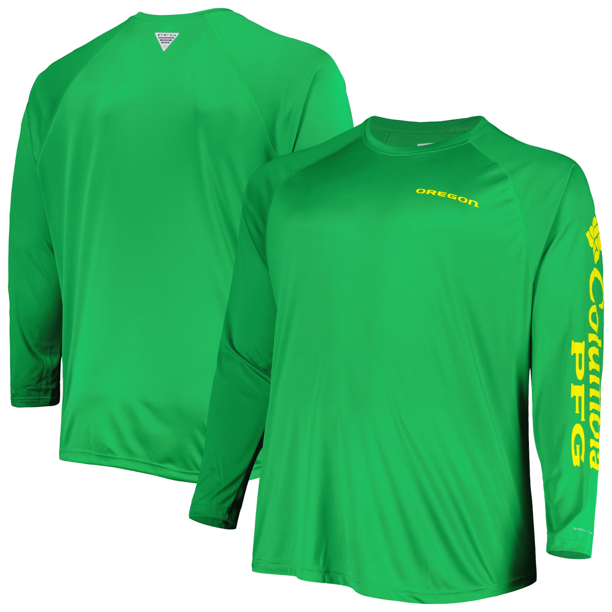 Men's Columbia Green Oregon Ducks Big & Tall Terminal Tackle Long Sleeve Omni-Shade T-Shirt