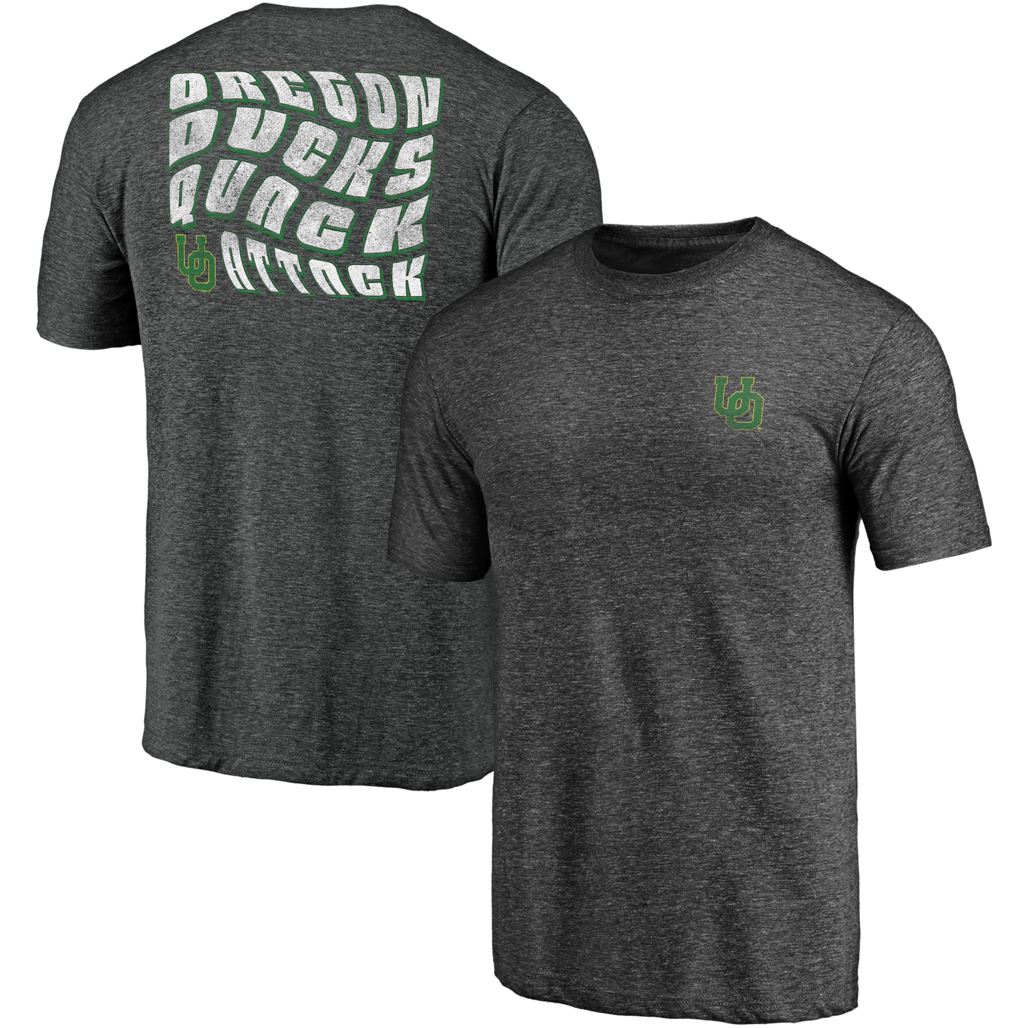 T-shirt ondulé tri-mélange fanatiques pour hommes, charbon de bois chiné, Oregon Ducks