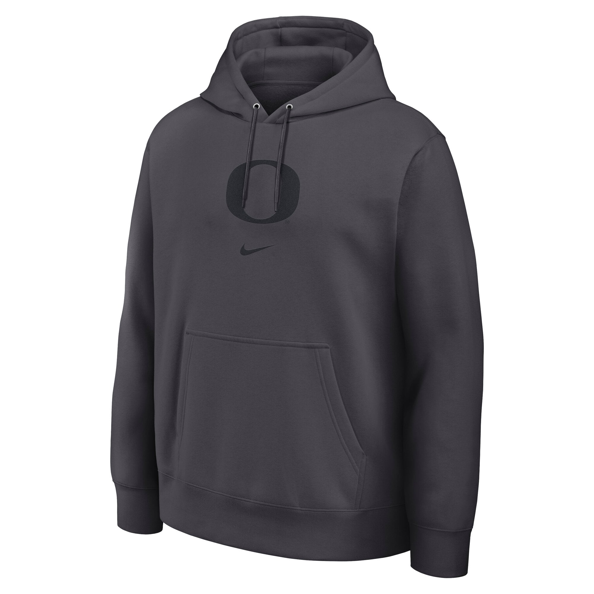 Sweat à capuche Nike Club Fleece anthracite pour homme, modèle Oregon Ducks Washed, couleur anthracite.