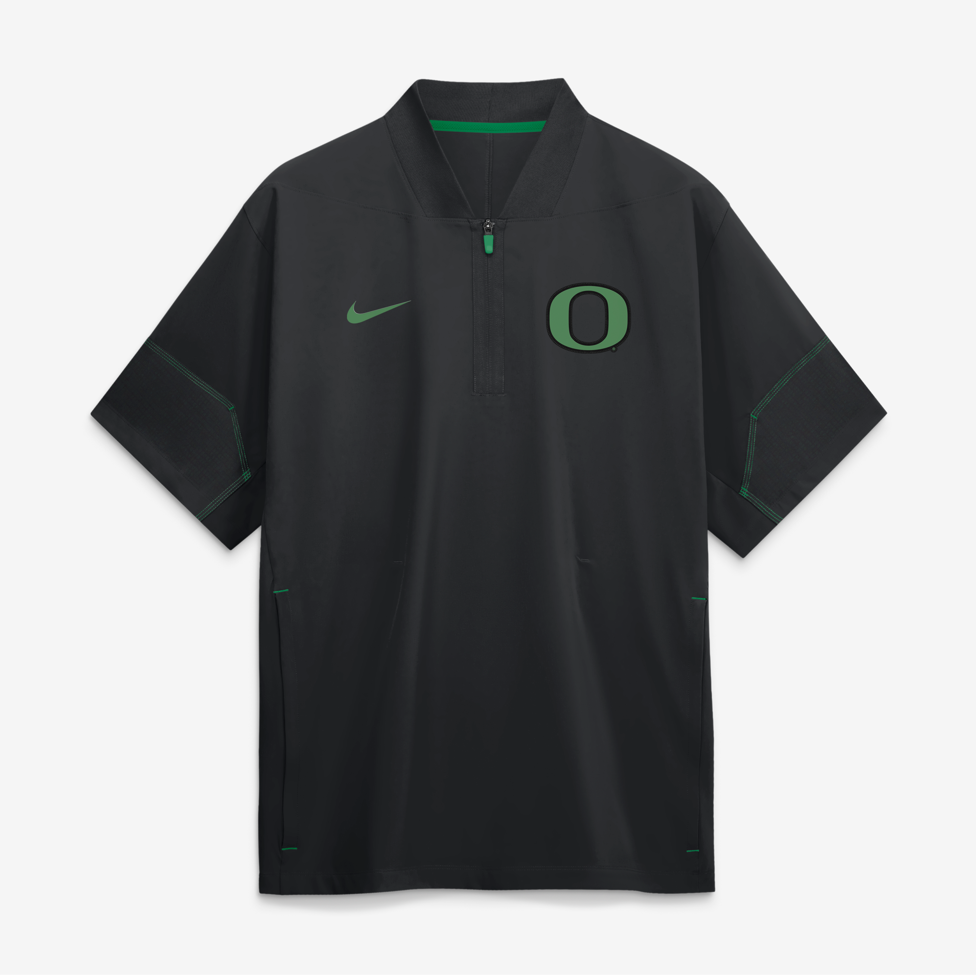 Men's Nike Black Oregon Ducks 2026 Sideline Short Sleeve Quarter-Zip Coaches Jacket