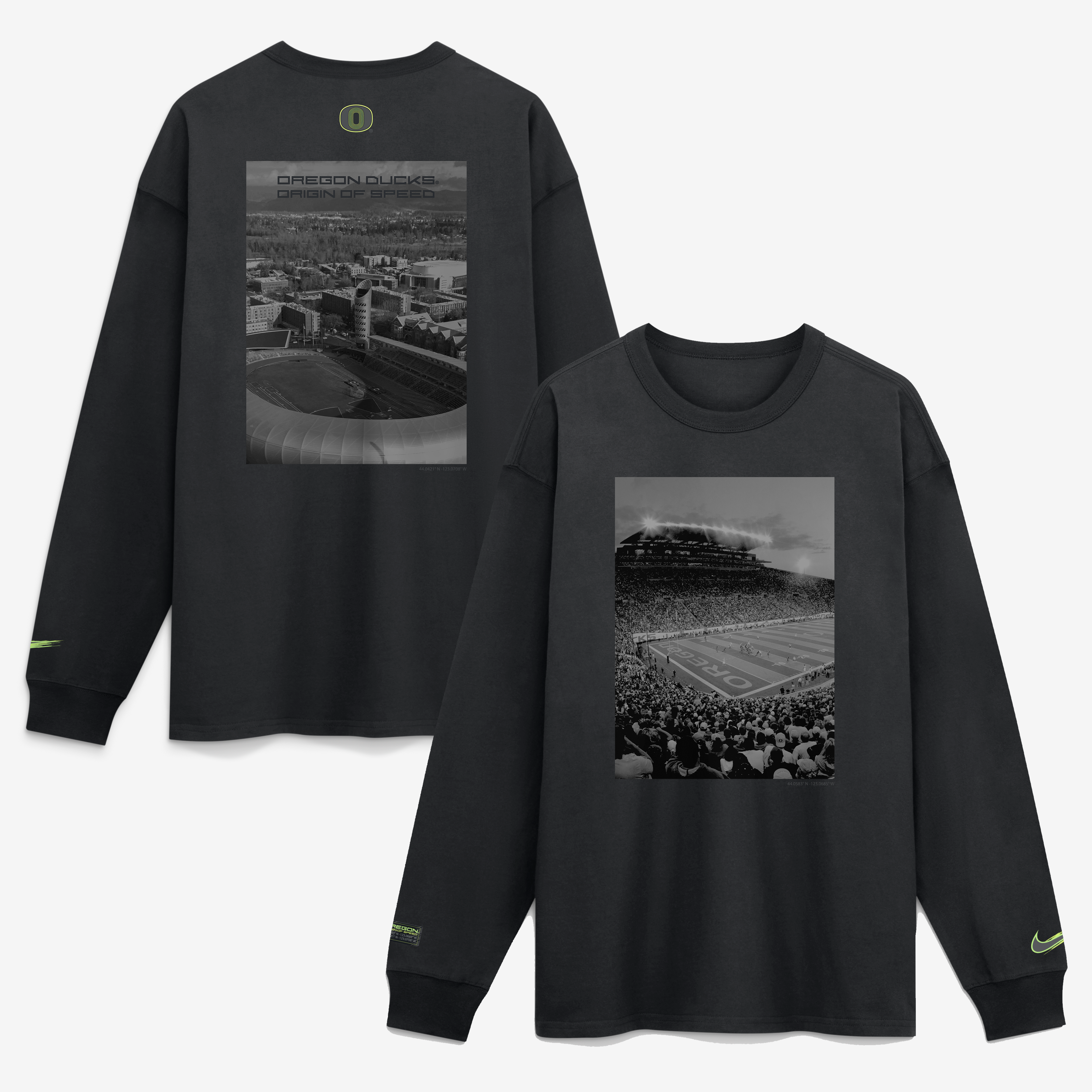 T-shirt à manches longues Nike Max90 Origin of Speed ​​pour homme, noir, Oregon Ducks