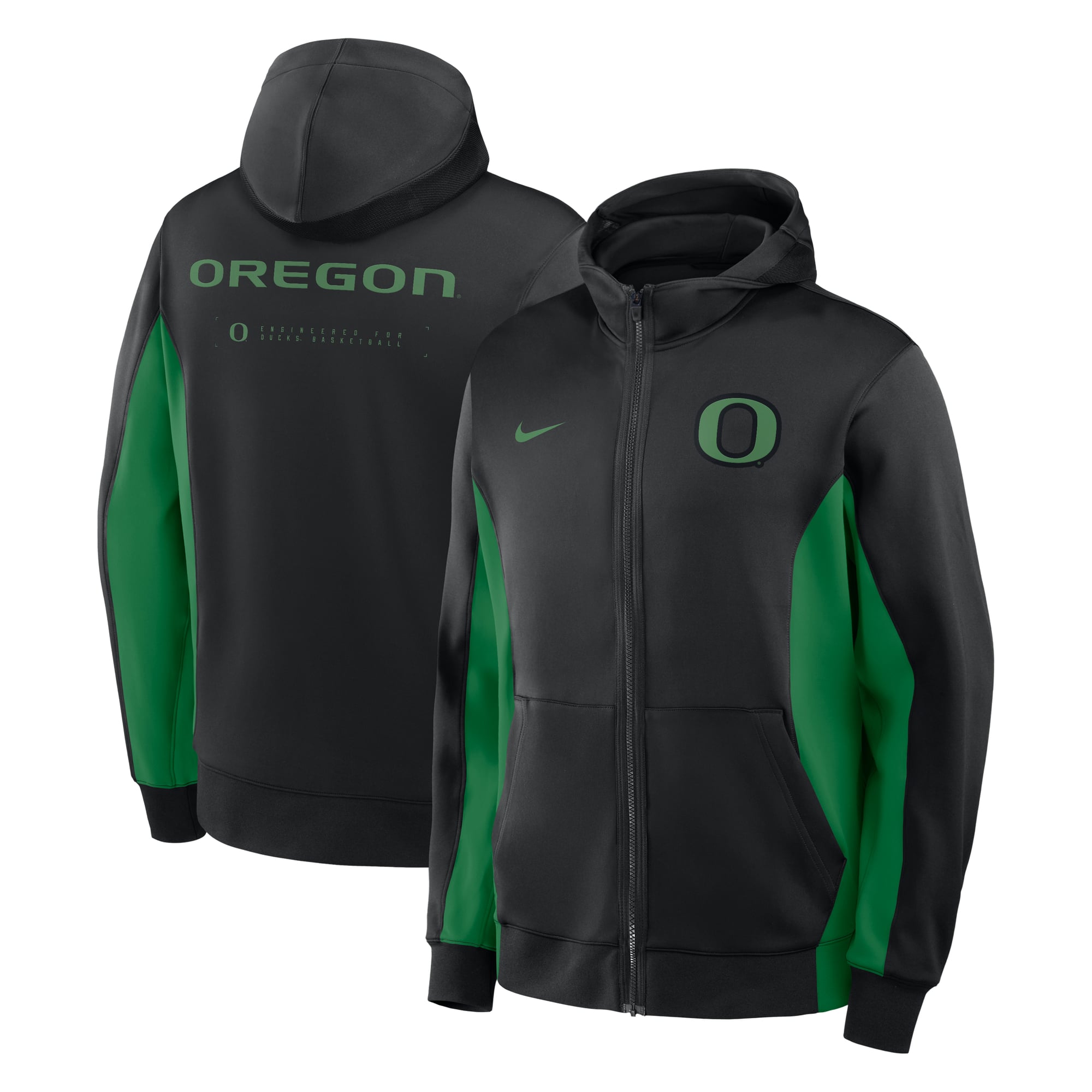 Men's Nike /Green Oregon Ducks Courtside Game Dri-FIT Full-Zip Hooded Jacket