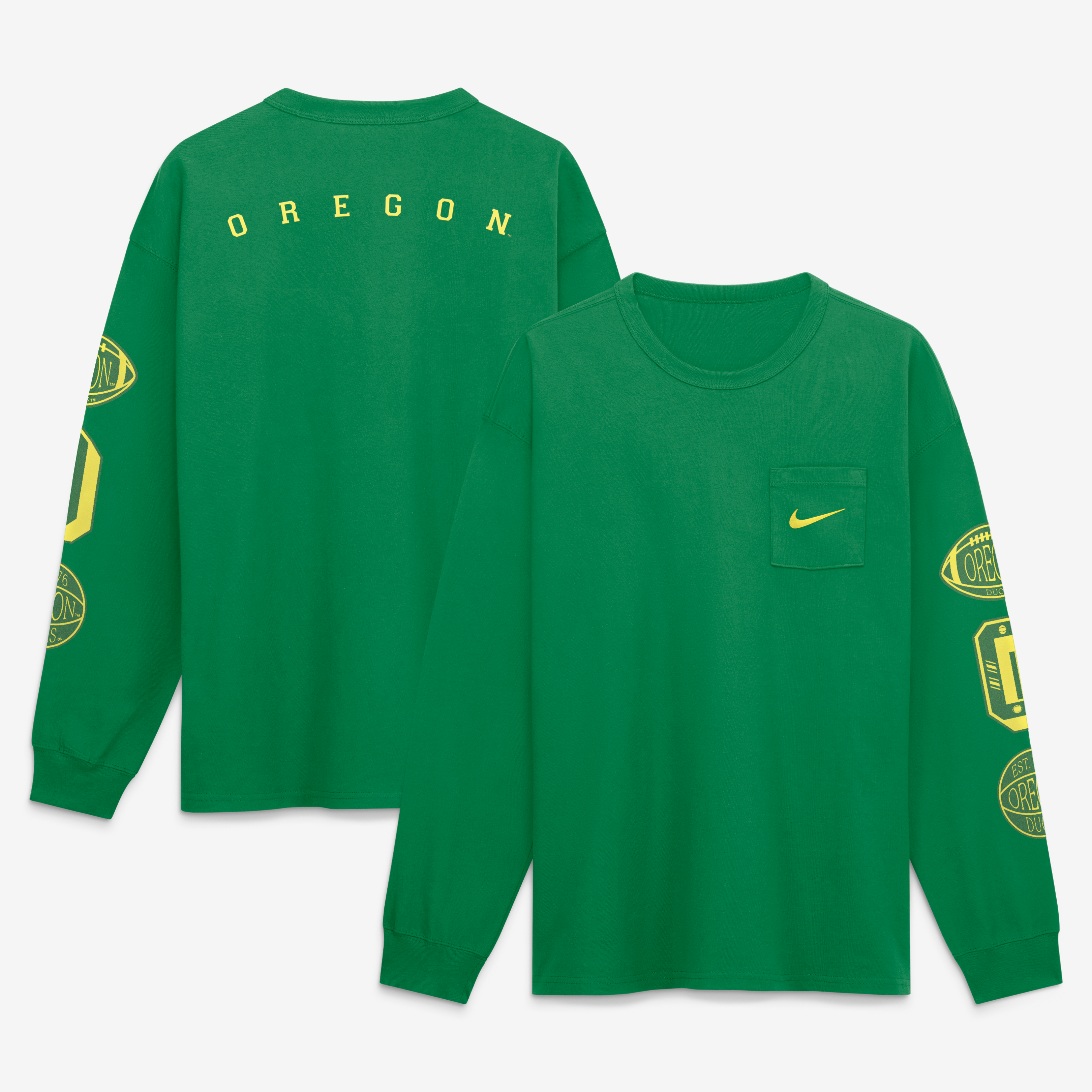T-shirt à manches longues et poche Nike vert Oregon Ducks pour homme