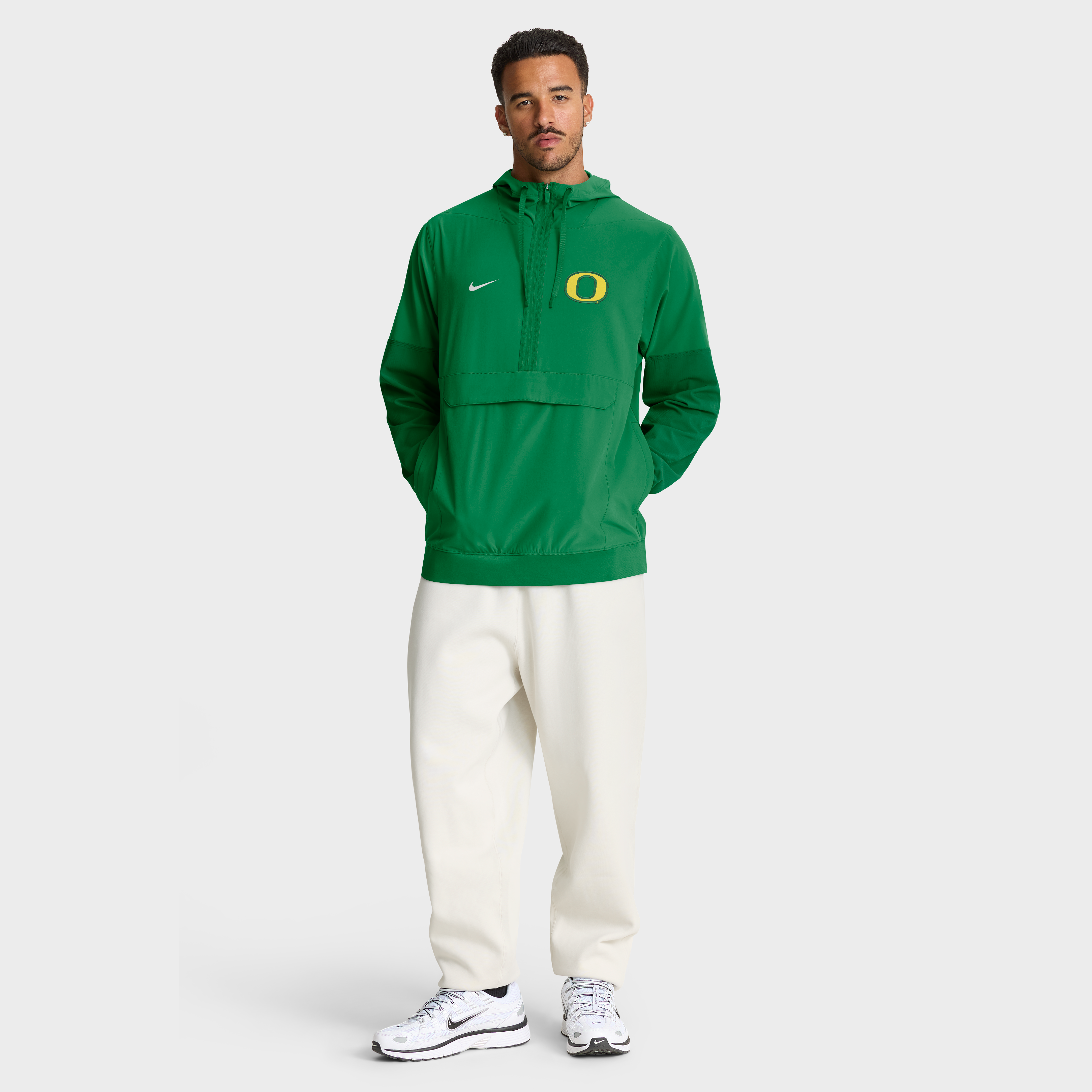 Men's Nike Green Oregon Ducks Anorak Half-Zip Hoodie Jacket