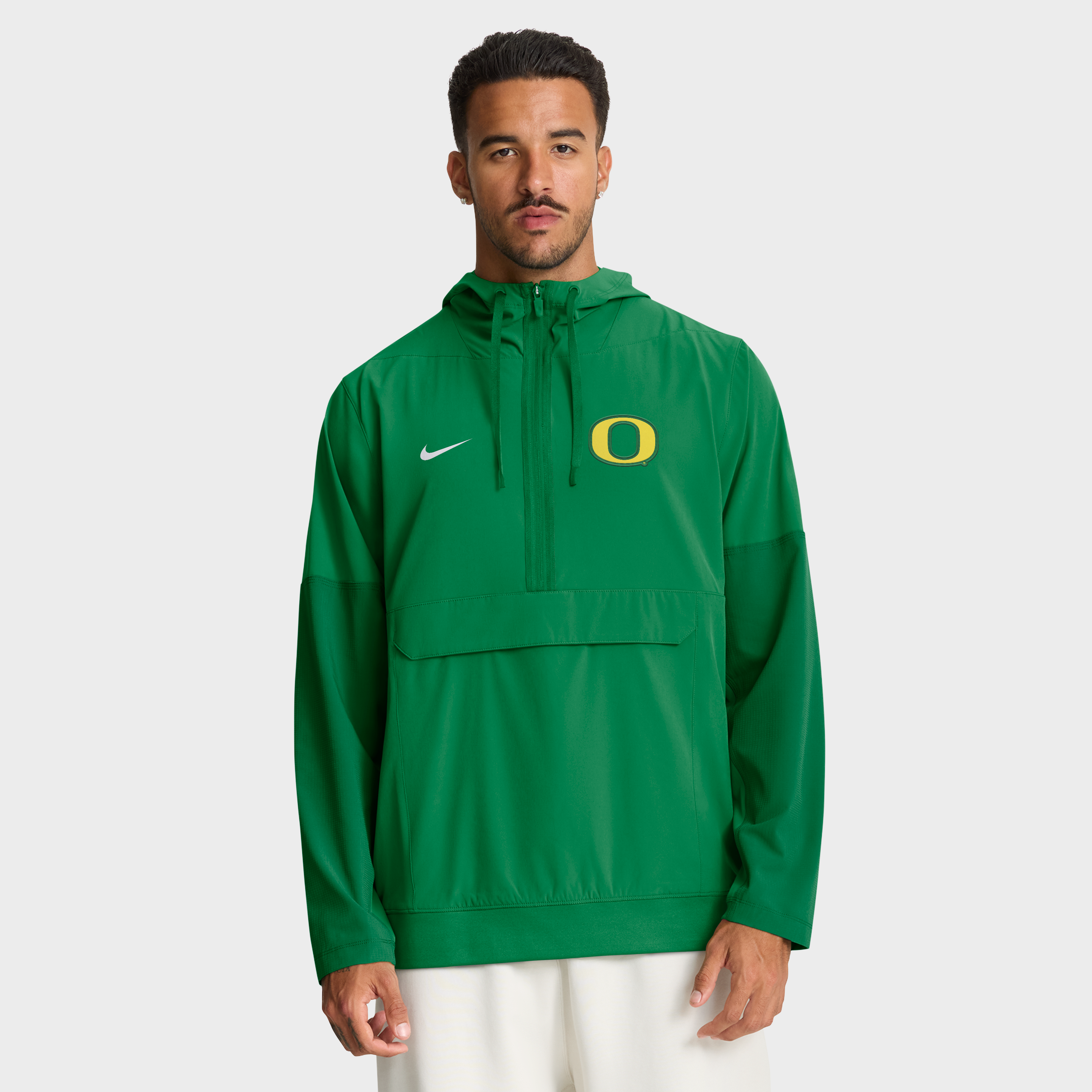 Men's Nike Green Oregon Ducks Anorak Half-Zip Hoodie Jacket