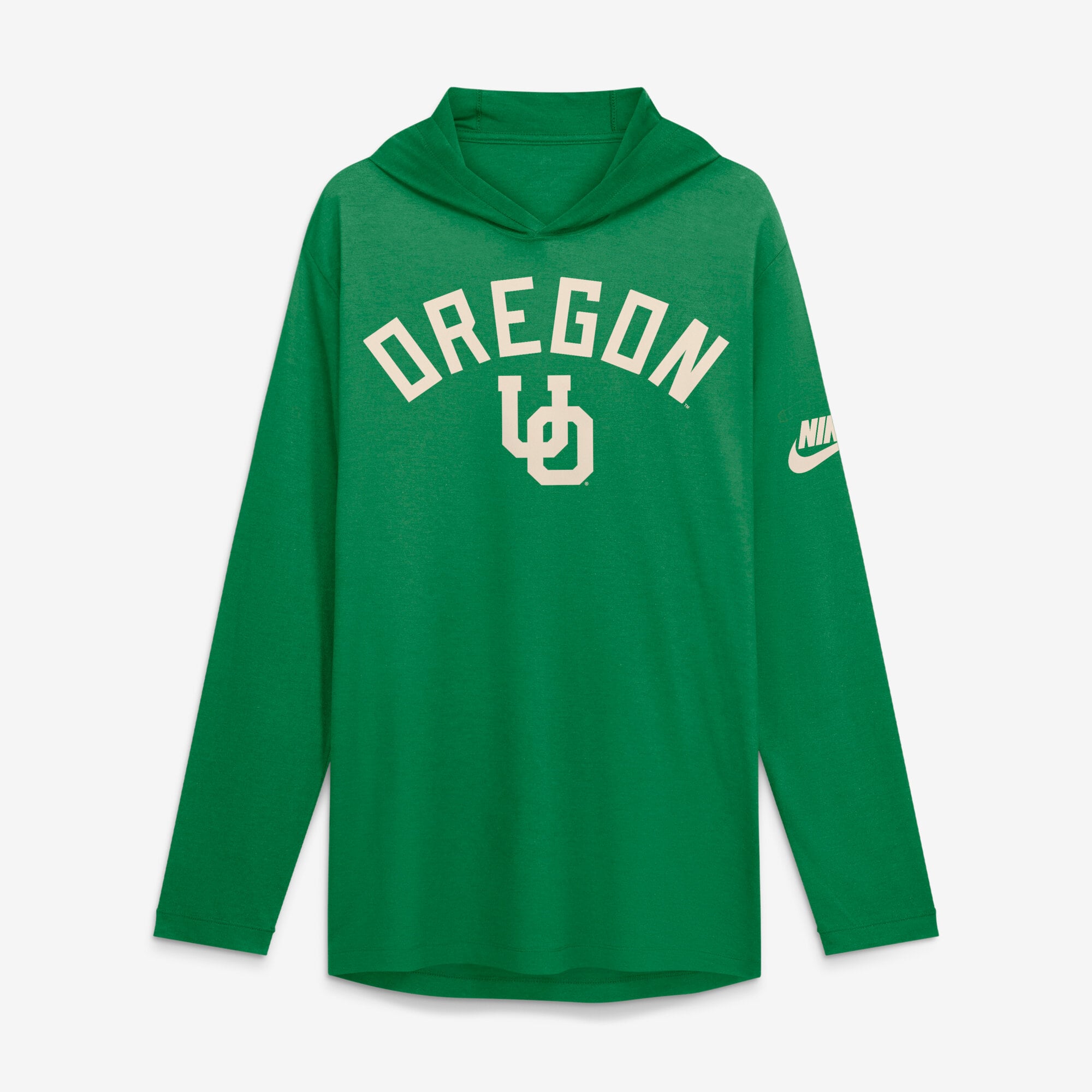Men's Nike Green Oregon Ducks Legacy Arch Tri-Blend Long Sleeve Hooded T-Shirt
