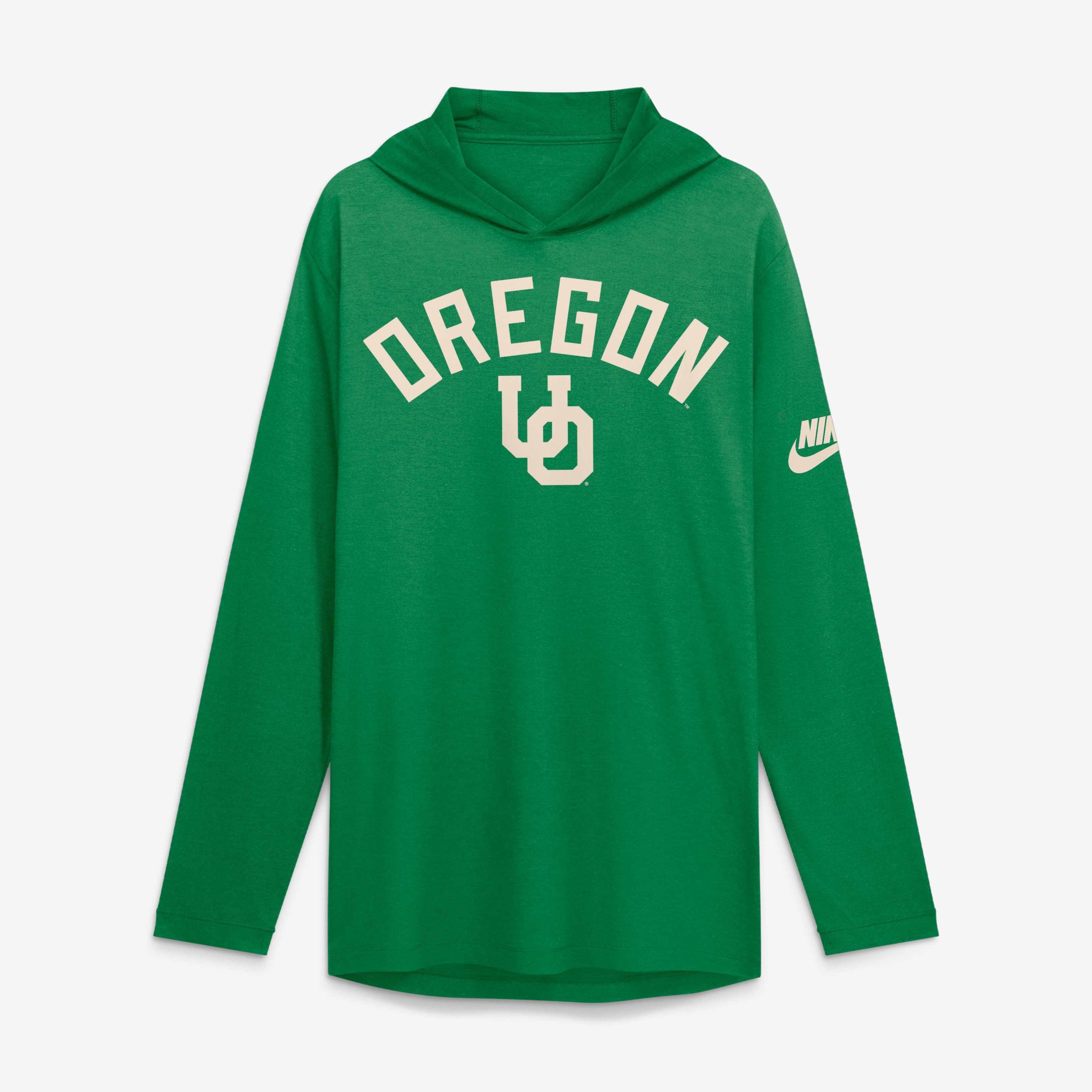 Men's Nike Green Oregon Ducks Legacy Arch Tri-Blend Long Sleeve Hooded T-Shirt