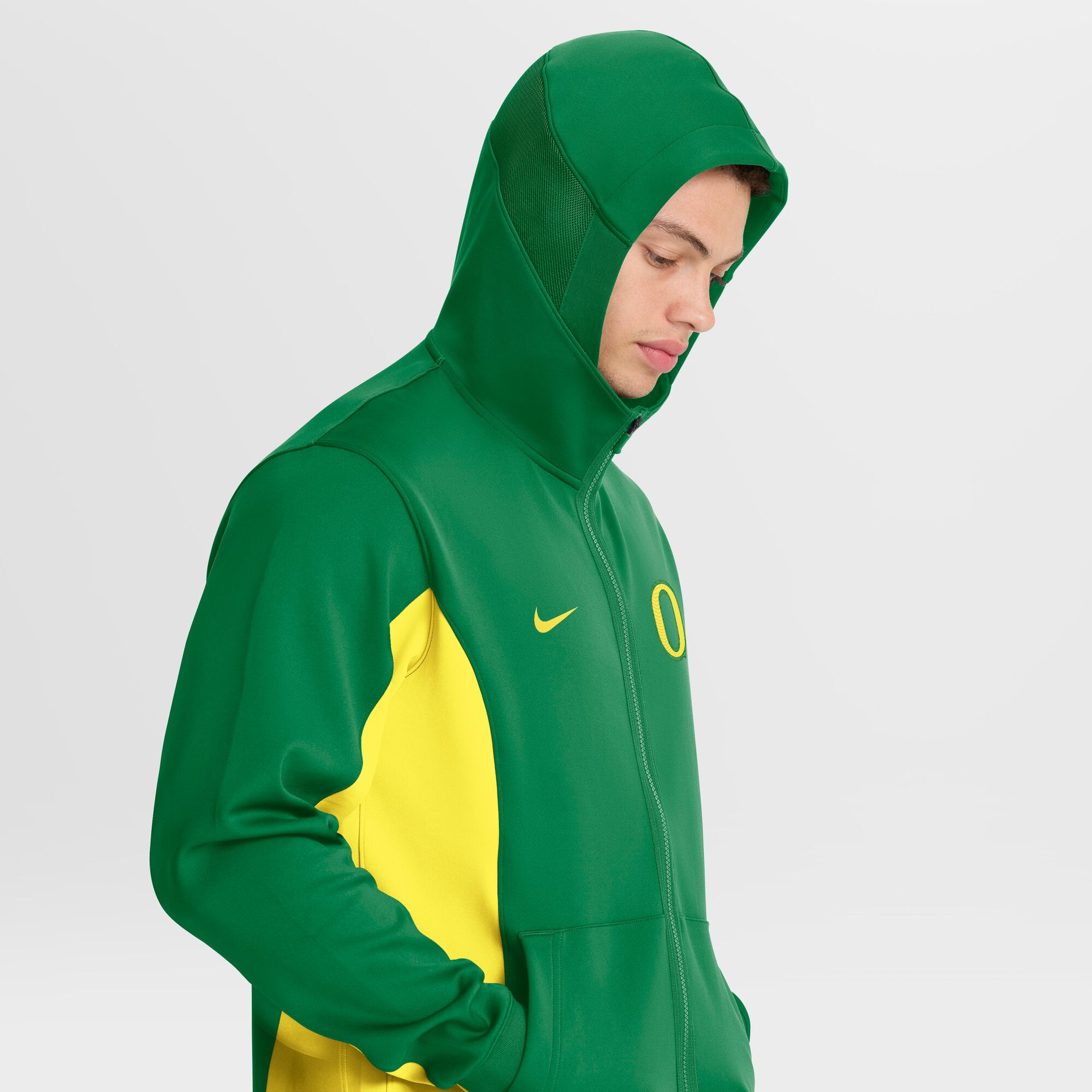 Veste à capuche zippée Nike verte et jaune Oregon Ducks Courtside Game Dri-FIT pour homme