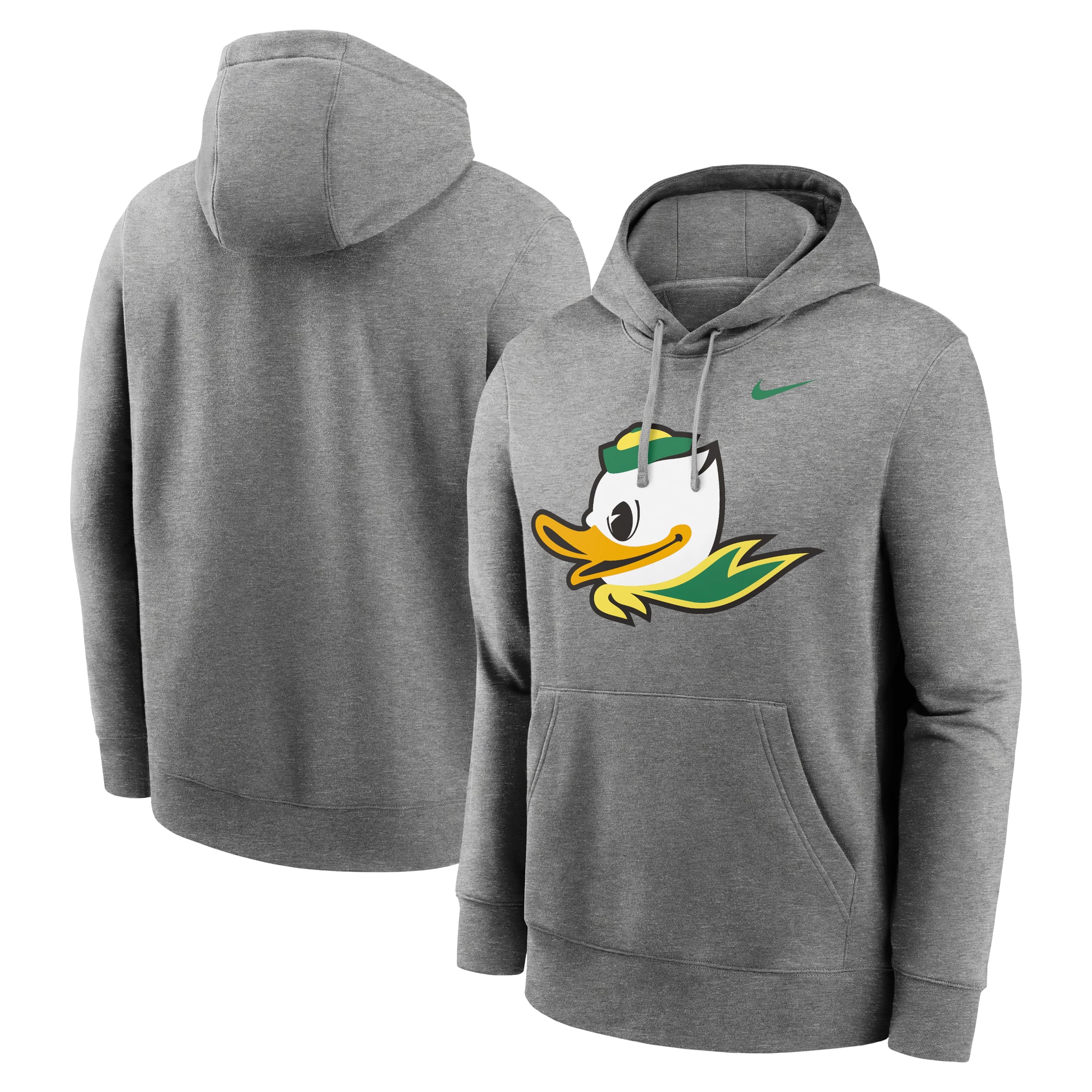 Sweat à capuche en polaire Nike Heather Grey Oregon Ducks Primetime Alternate Logo Club pour homme