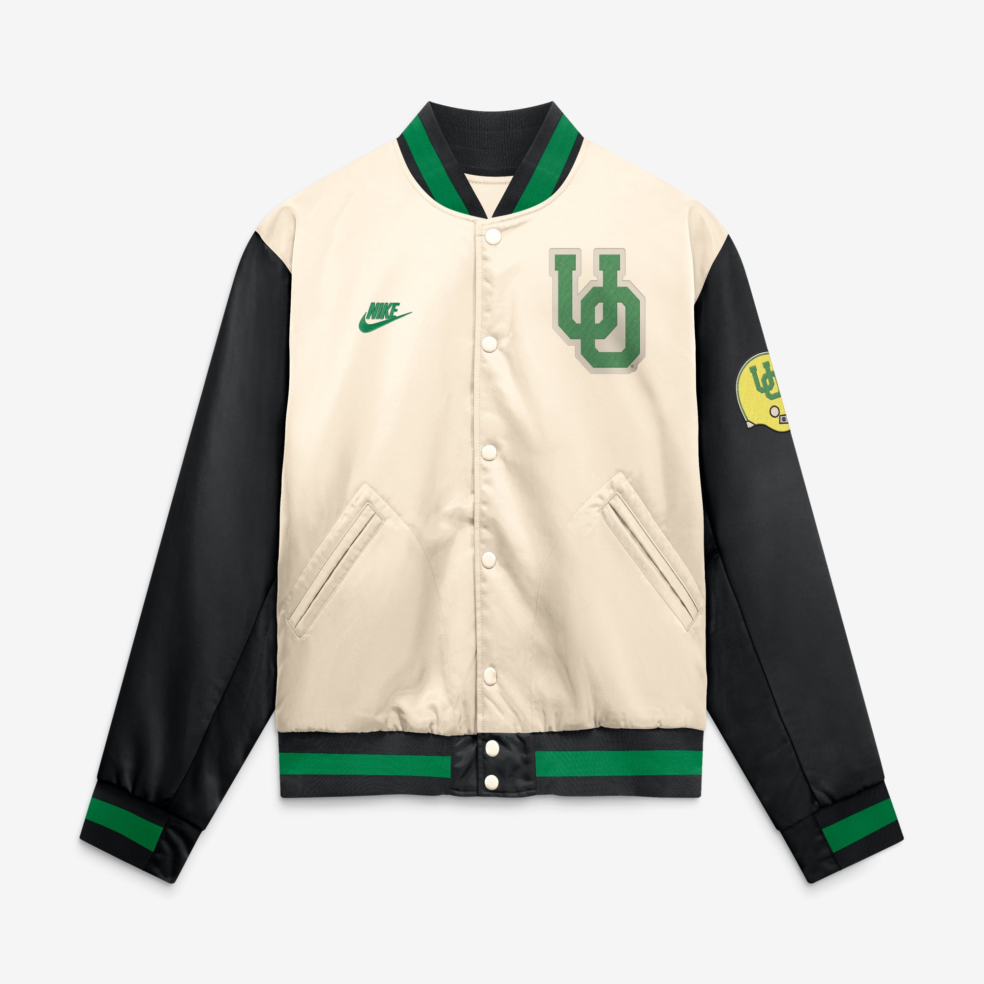 Men's Nike  Natural/Black Oregon Ducks Legacy Full-Snap Bomber Jacket