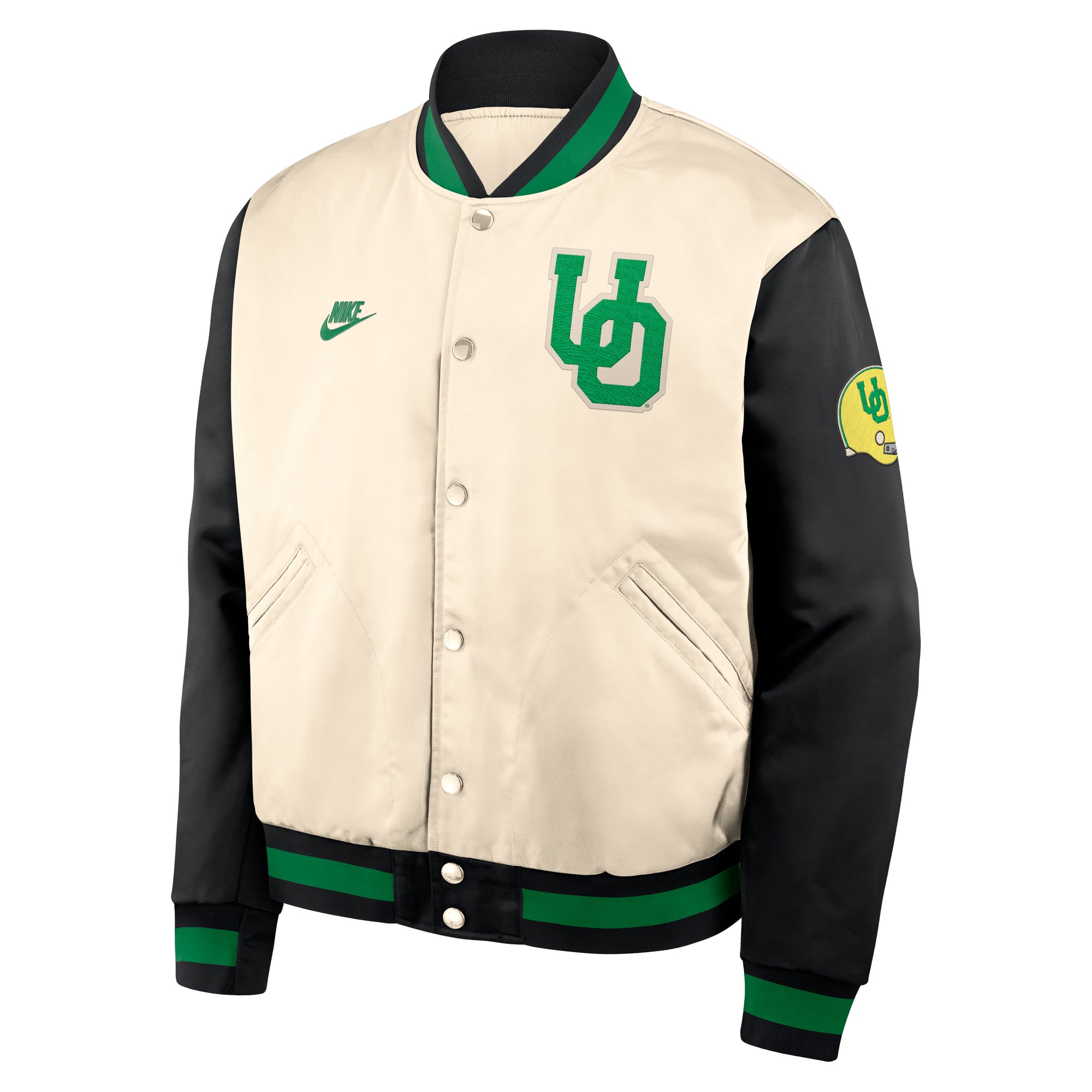 Men's Nike  Natural/Black Oregon Ducks Legacy Full-Snap Bomber Jacket