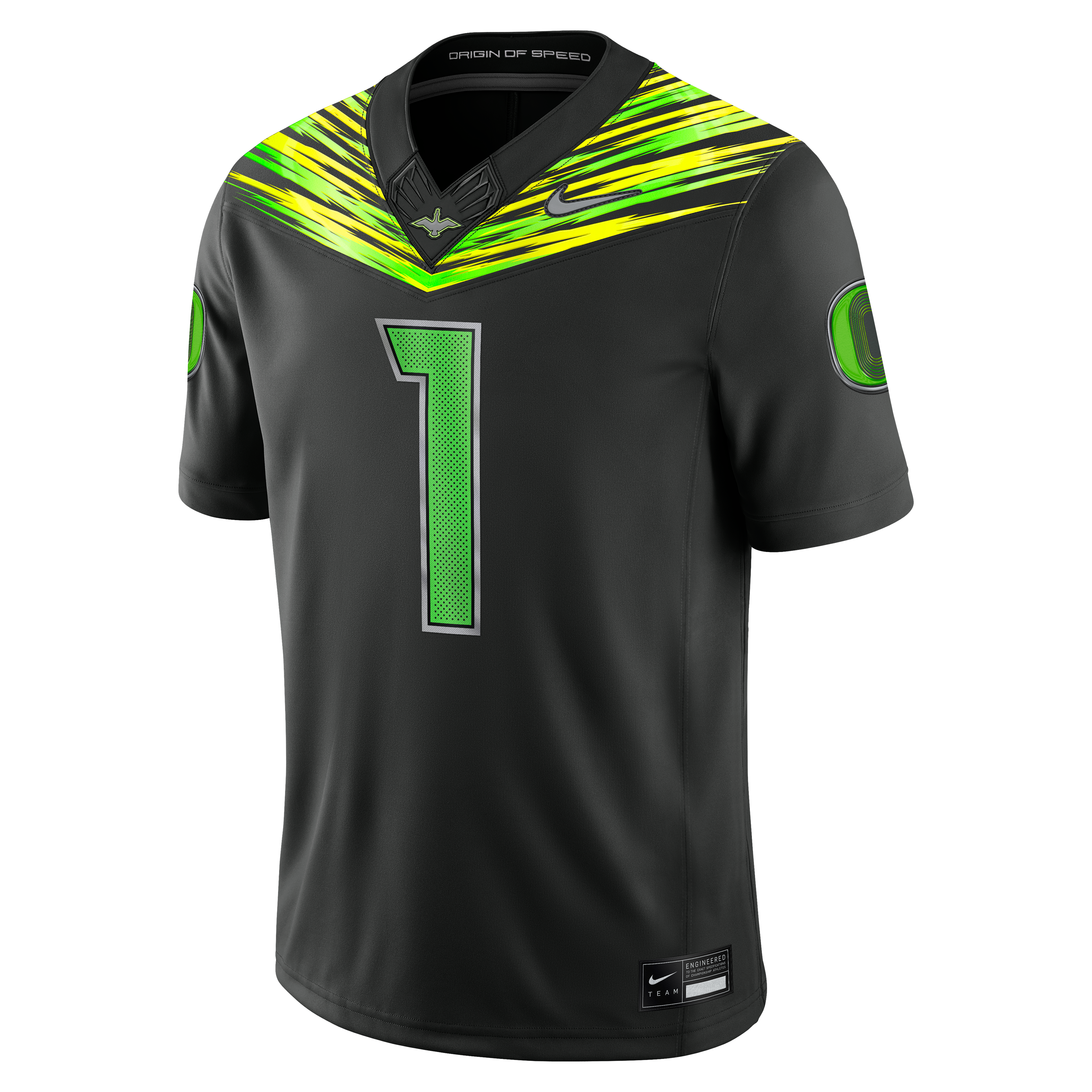 Maillot Nike Vapor F.U.S.E. Stitched Limited pour homme, numéro 1 noir, Oregon Ducks Origin of Speed