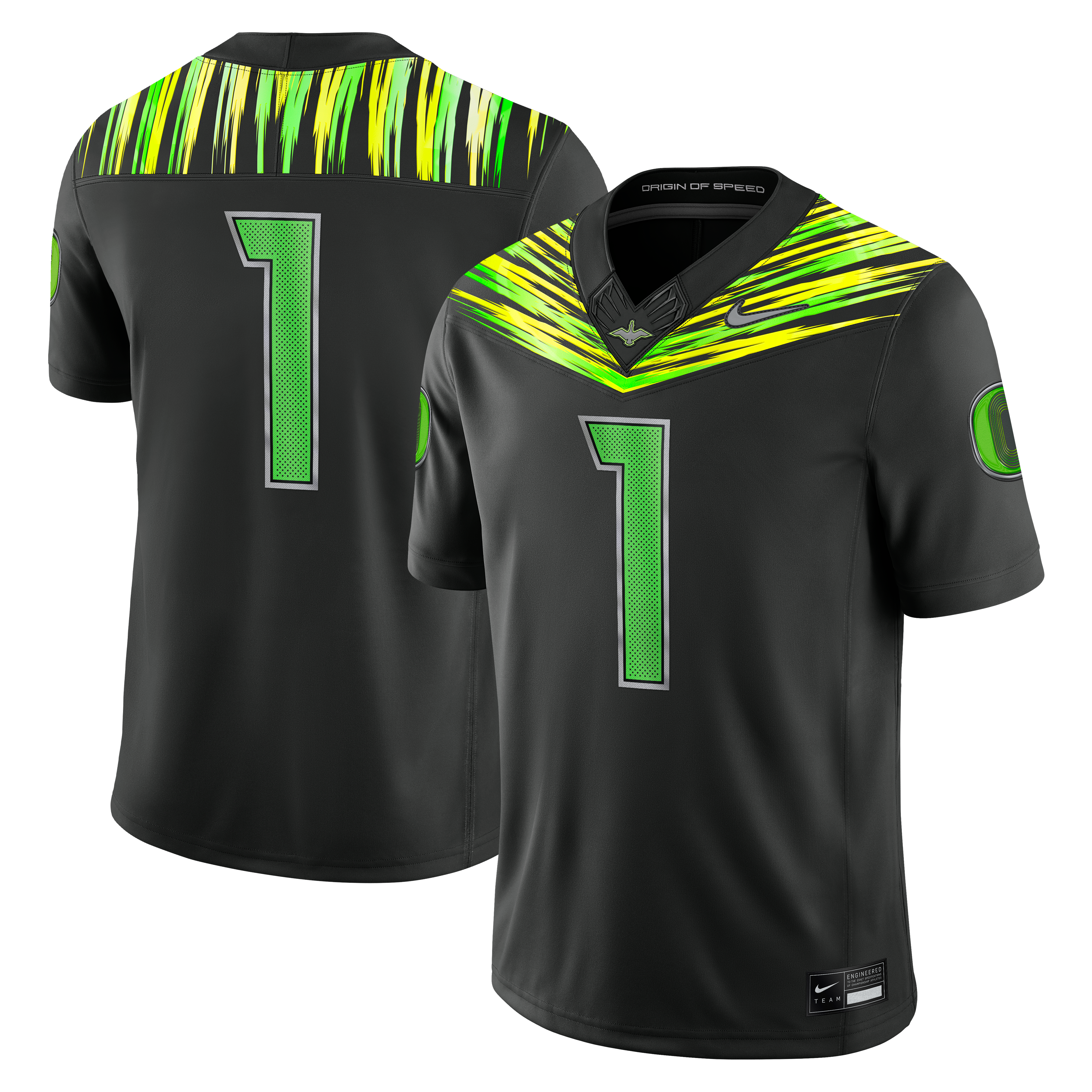 Maillot Nike Vapor F.U.S.E. Stitched Limited pour homme, numéro 1 noir, Oregon Ducks Origin of Speed