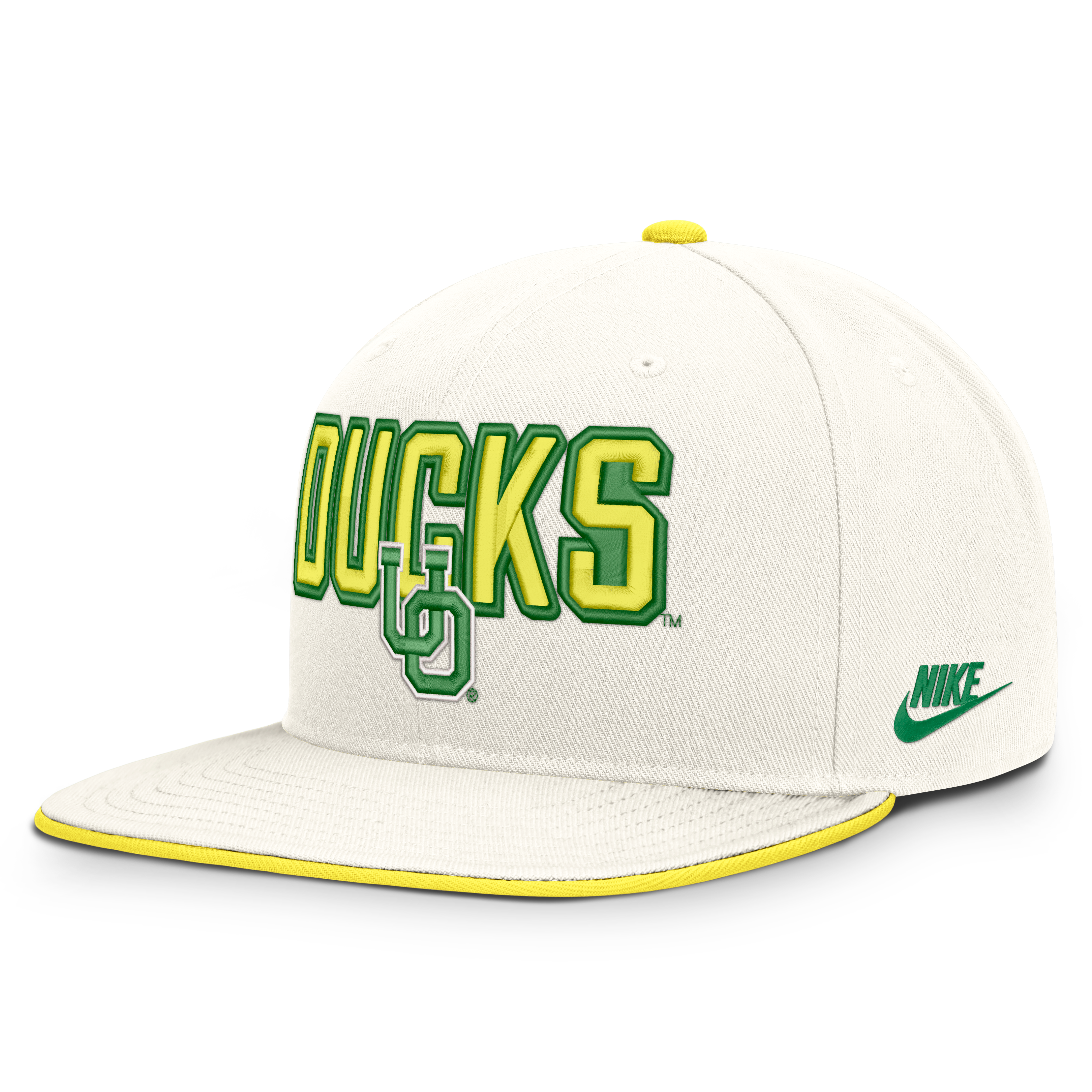 Men's Nike  White Oregon Ducks Legacy Letter & Mascot Pro Snapback Hat