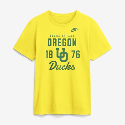  Oregon Ducks Nike Legacy Stacked Established T-Shirt - Yellow