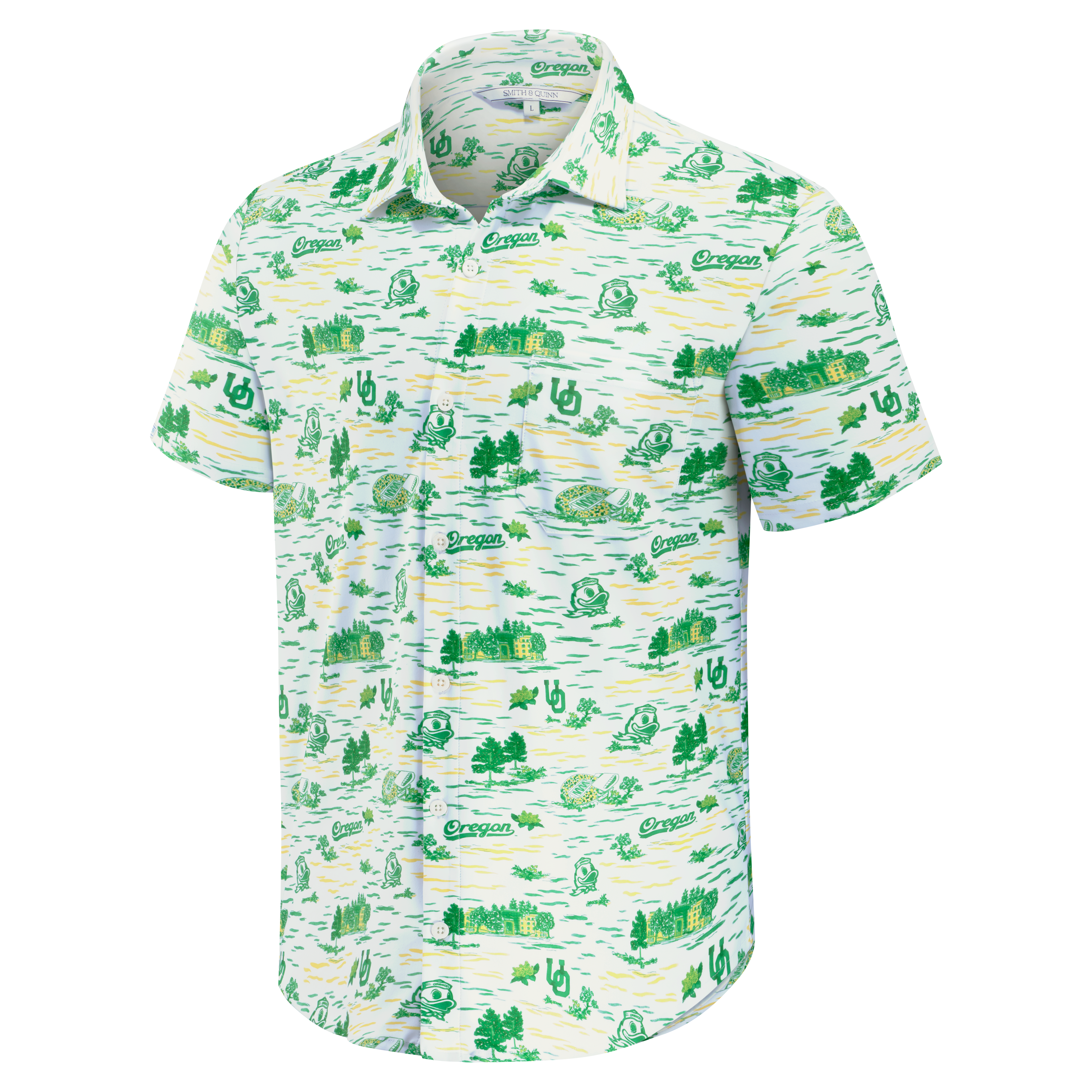 Men's Smith & Quinn White Oregon Ducks Toile Boatyard Button-Up Shirt