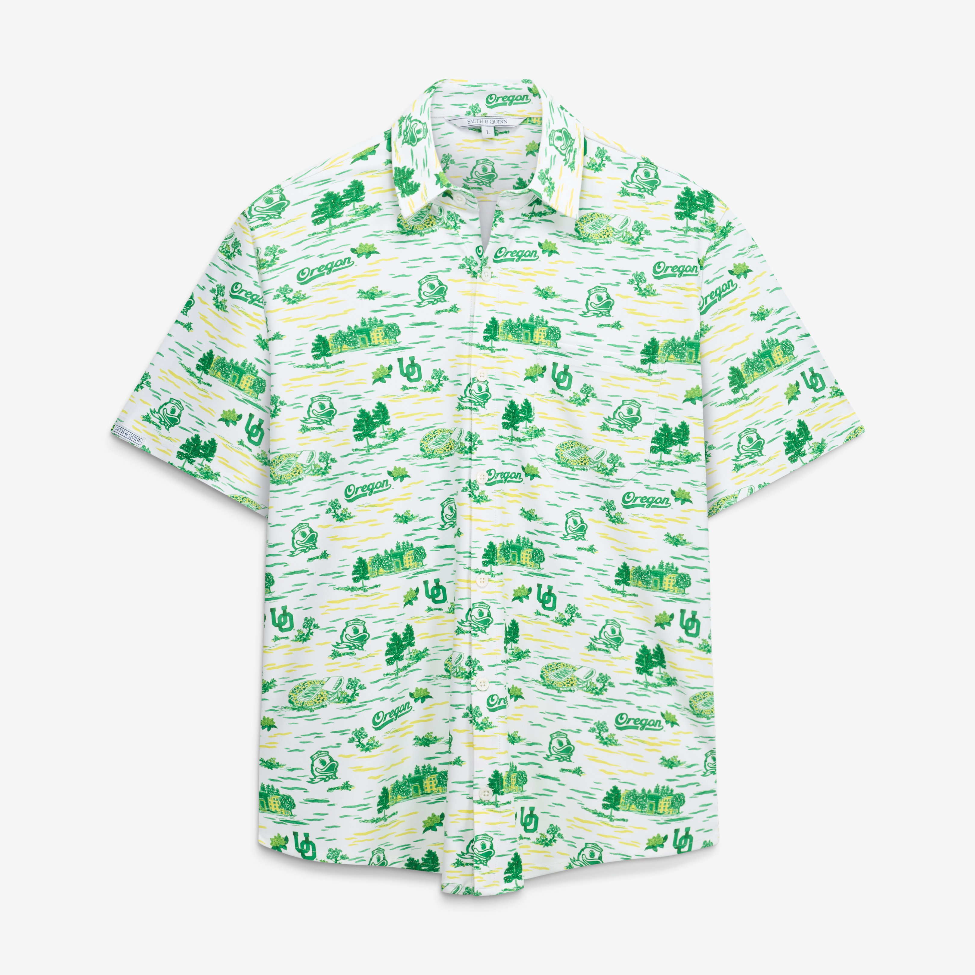 Men's Smith & Quinn White Oregon Ducks Toile Boatyard Button-Up Shirt