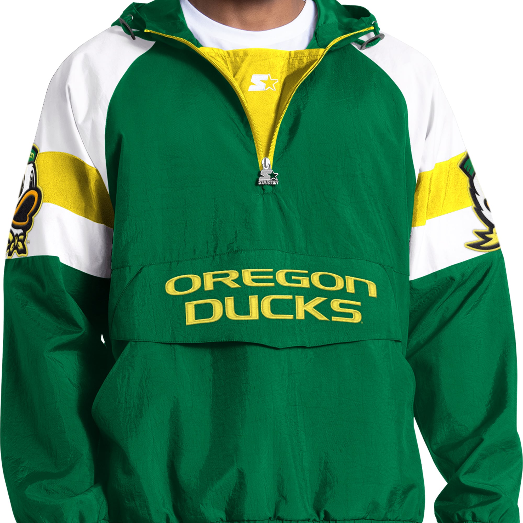 Men's Starter Green Oregon Ducks Street Cut Half-Zip Jacket