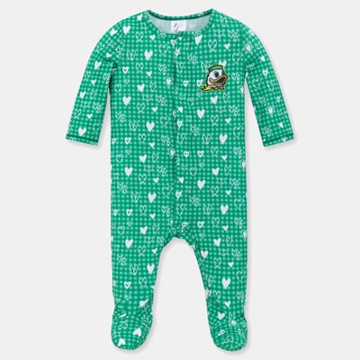 Oregon Ducks ZooZatz Newborn & Infant Hearts Magnetic Closure Sleeper - Green