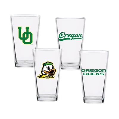 Ensemble de quatre verres à bière de collection Oregon Ducks de 473 ml (16 oz).