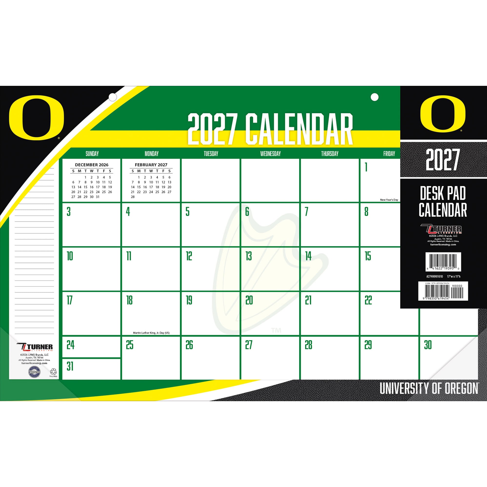 Oregon Ducks 17" x 11" Desk Pad Calendar