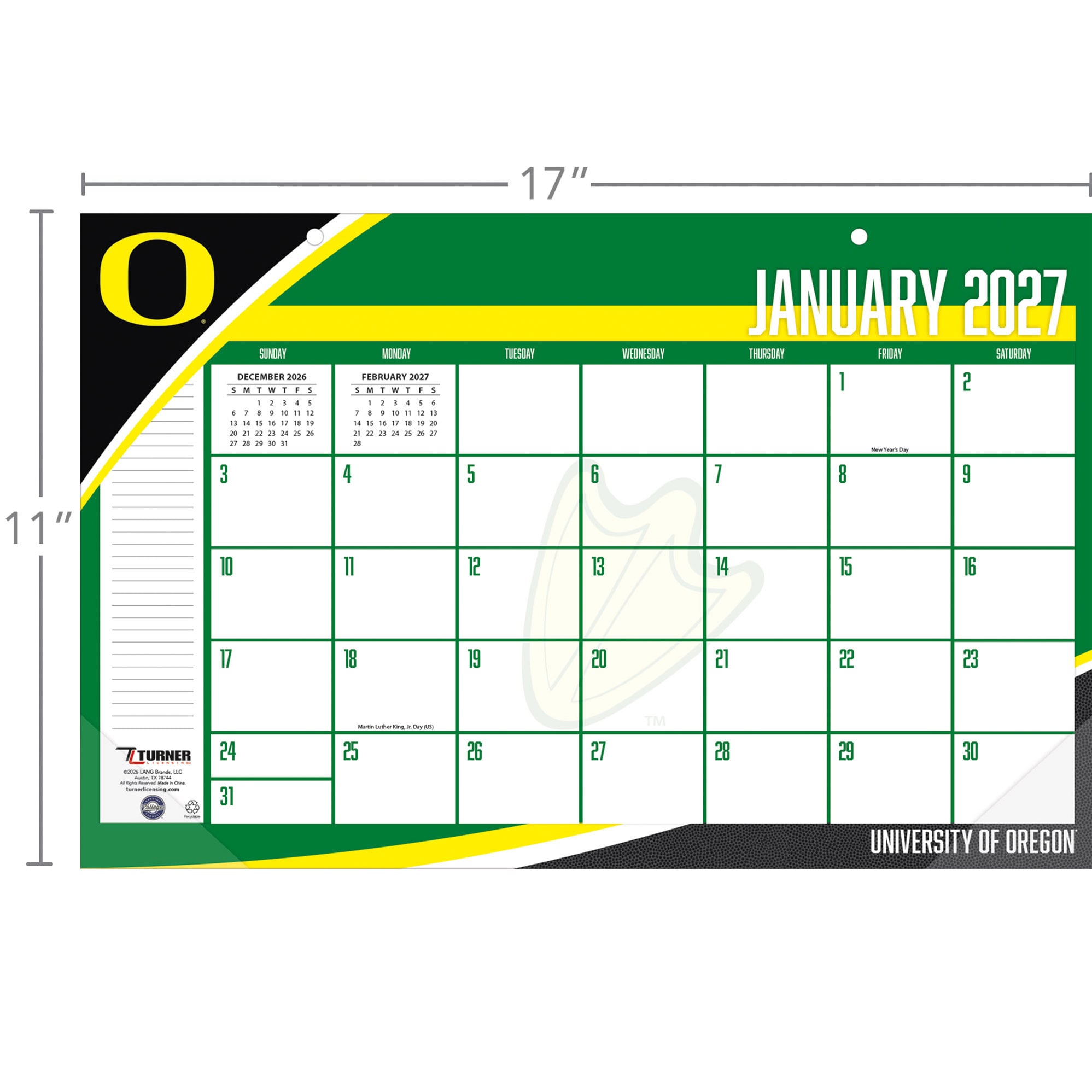 Oregon Ducks 17" x 11" Desk Pad Calendar