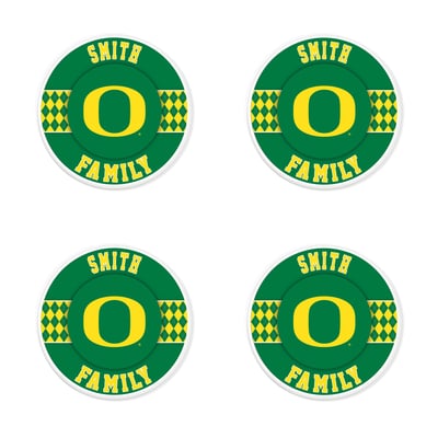 Oregon Ducks 4" Personalized Circular Coasters 4-Pack Set