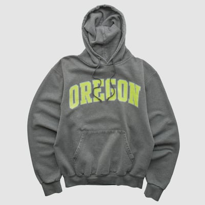 Oregon Ducks Champion 2000s Hooded Pullover Sweatshirt - Dark Heather Gray - XS by Fanatics Real Vintage