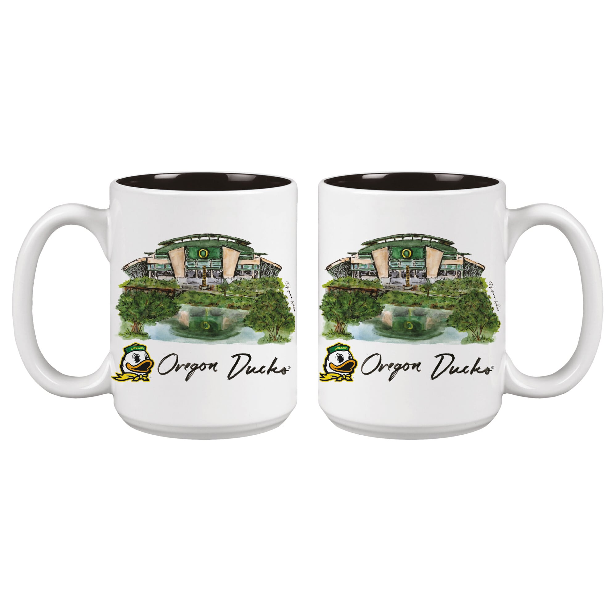 Oregon Ducks Two-Piece 15oz. Laura Wilcox Mascot Mug Set